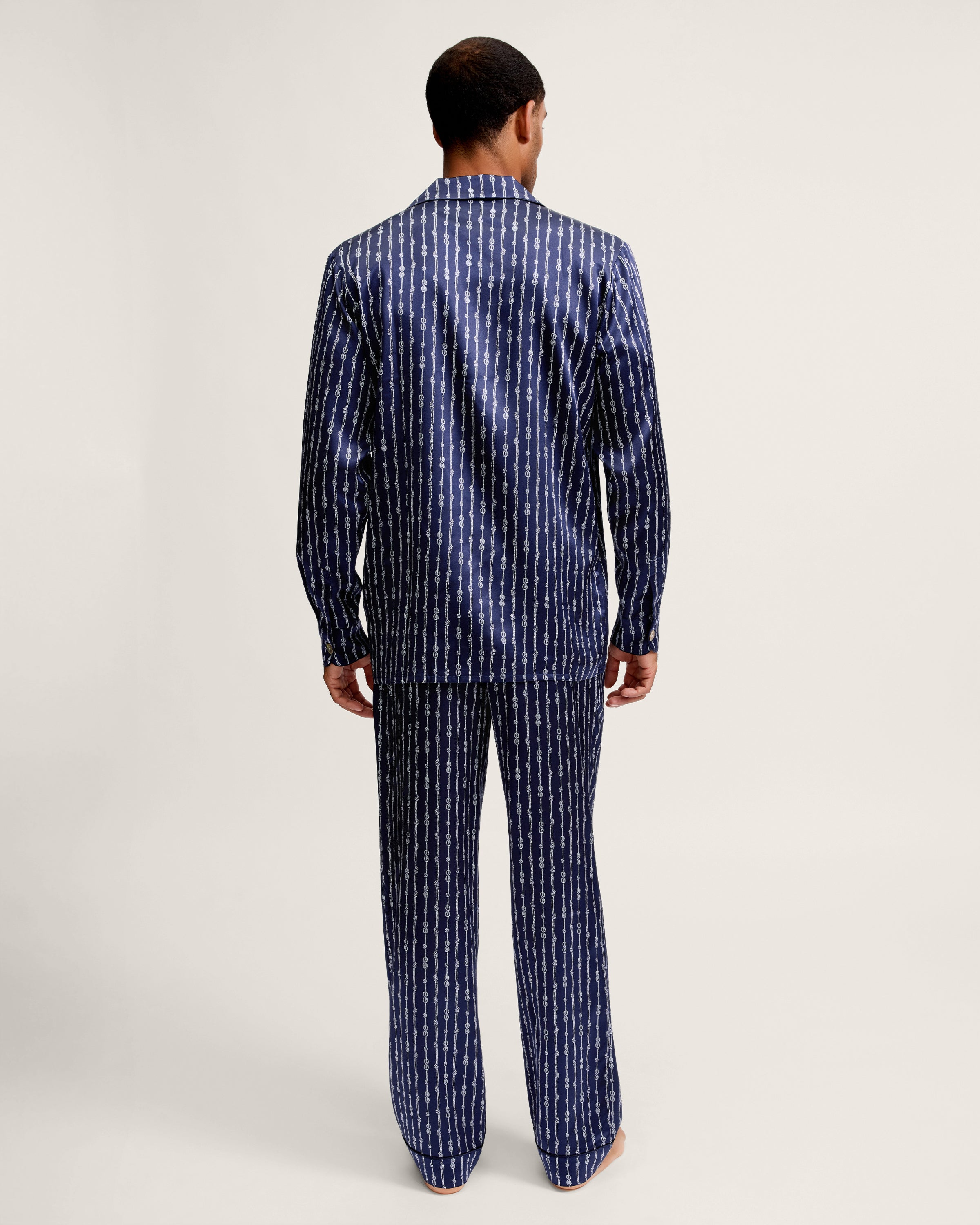Men's Silk Pajama Set in Nautical Knots
