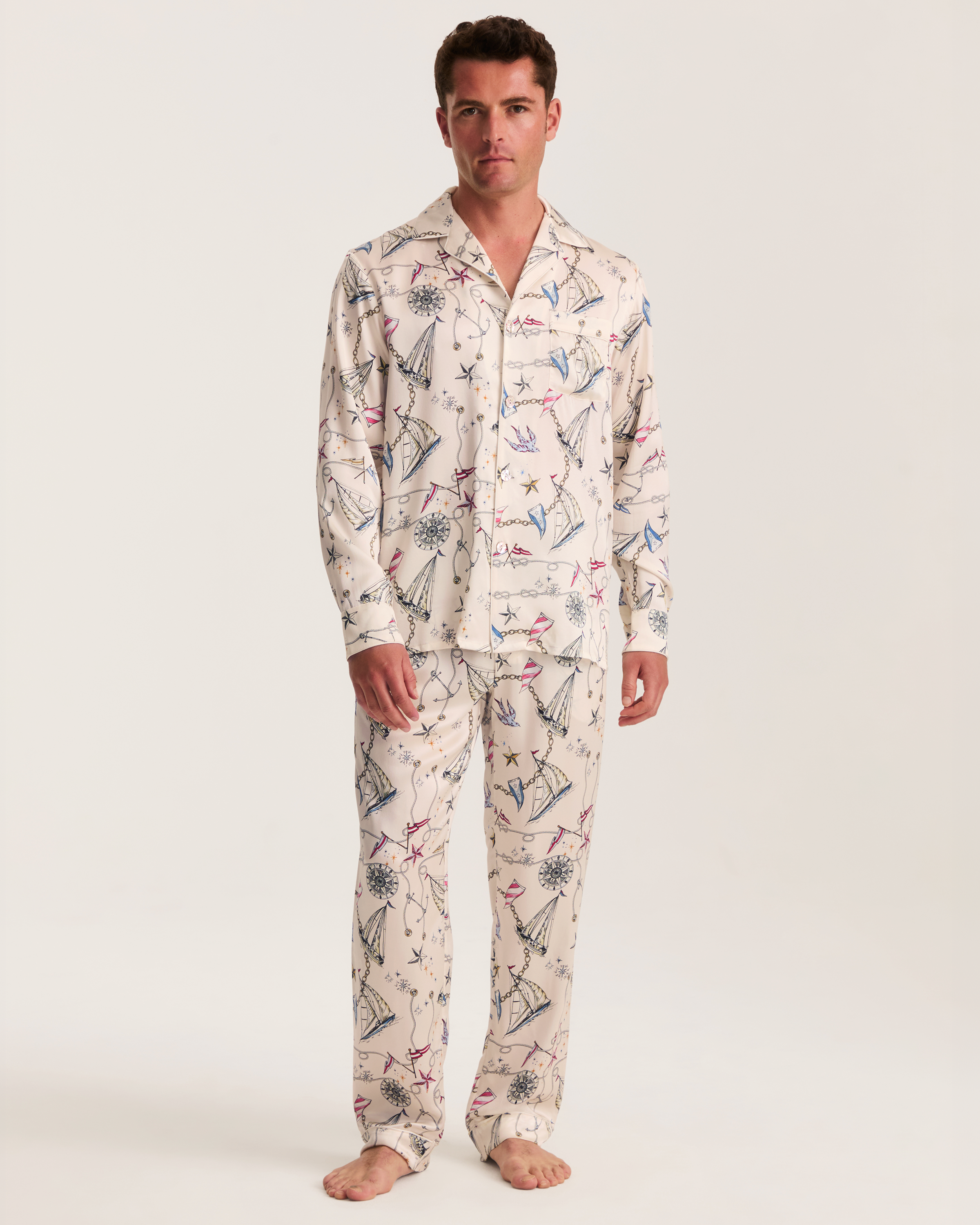 Men's Silk Pajama Set in Regatta Royale
