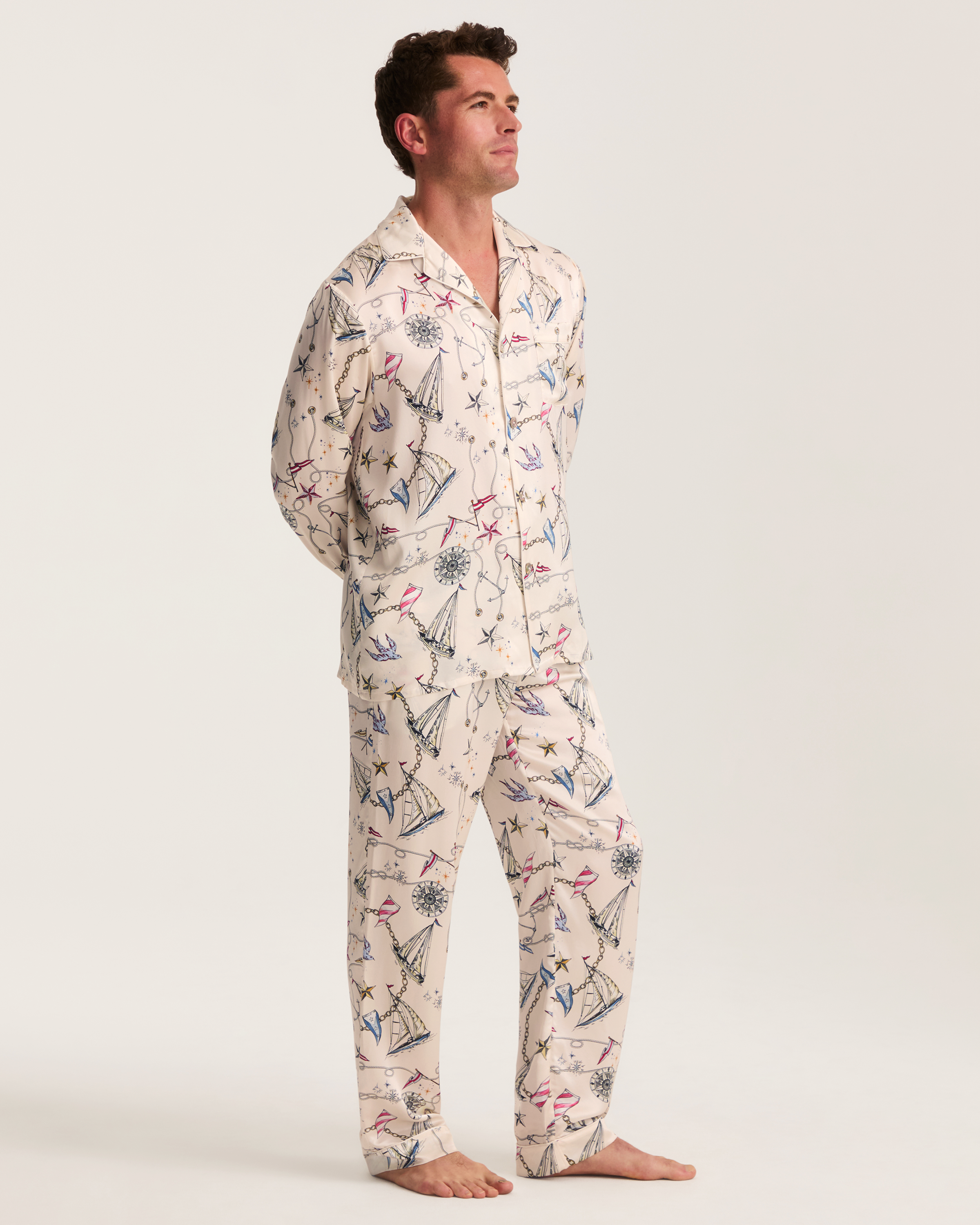 Men's Silk Pajama Set in Regatta Royale