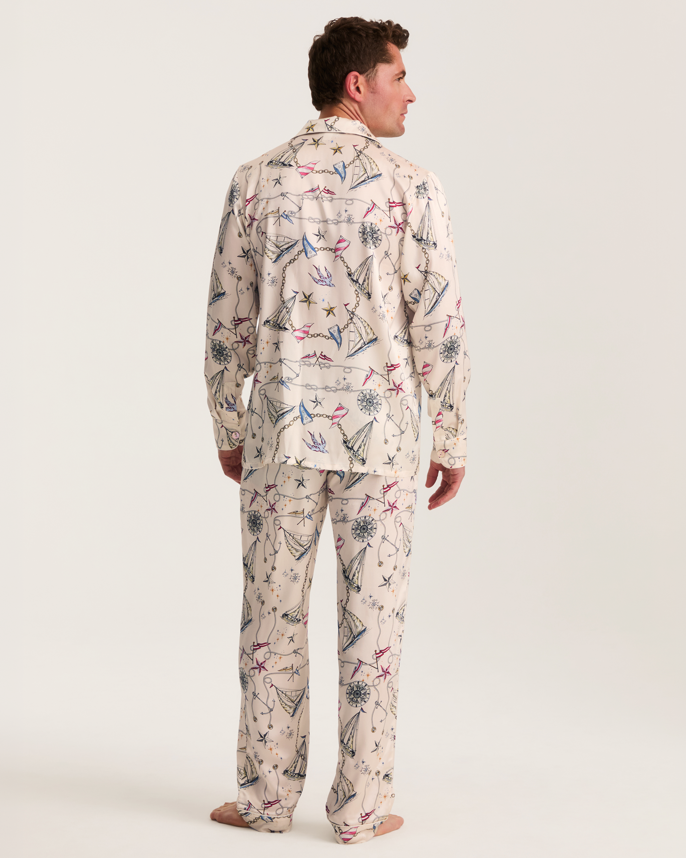 Men's Silk Pajama Set in Regatta Royale