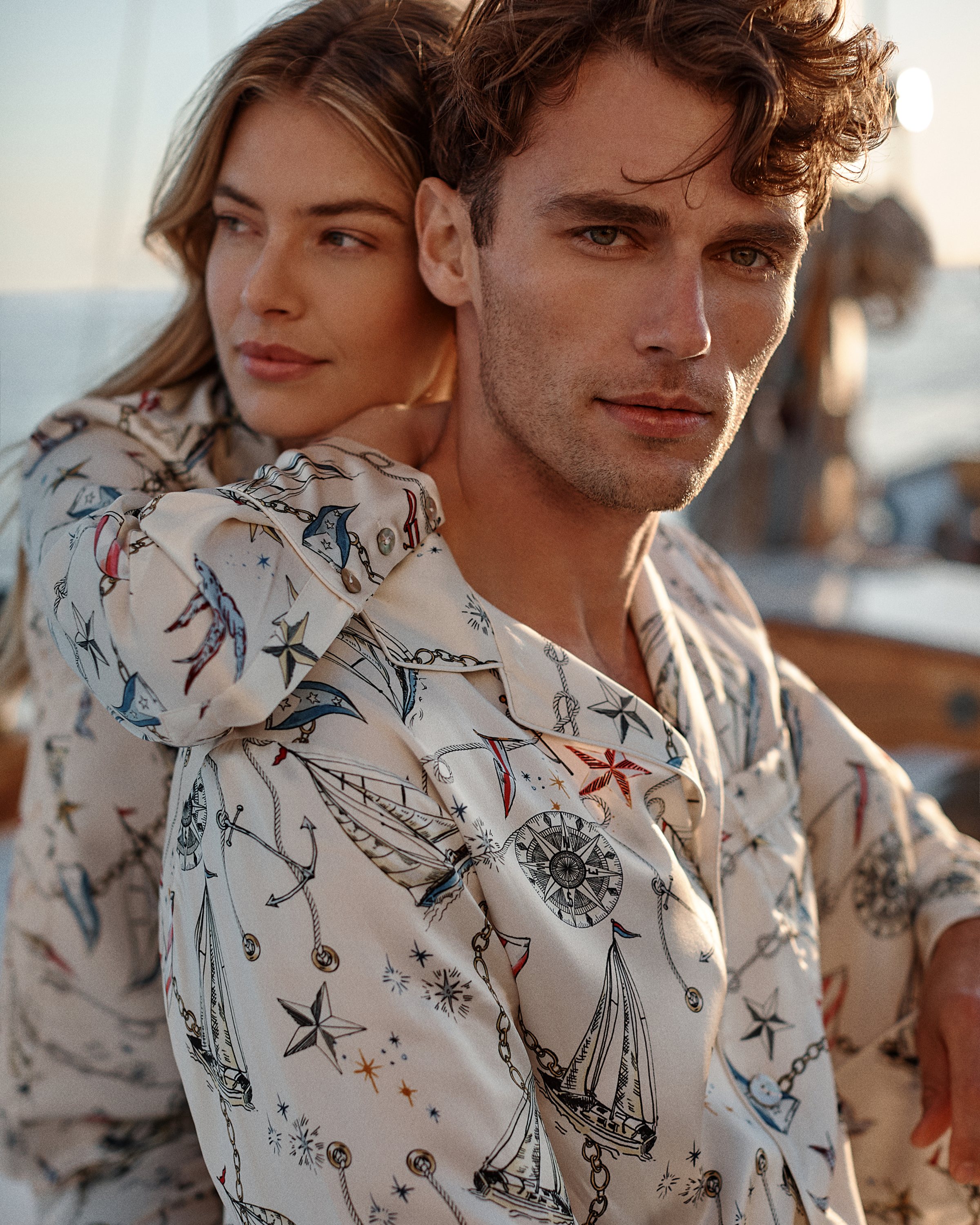 Men's Silk Pajama Set in Regatta Royale