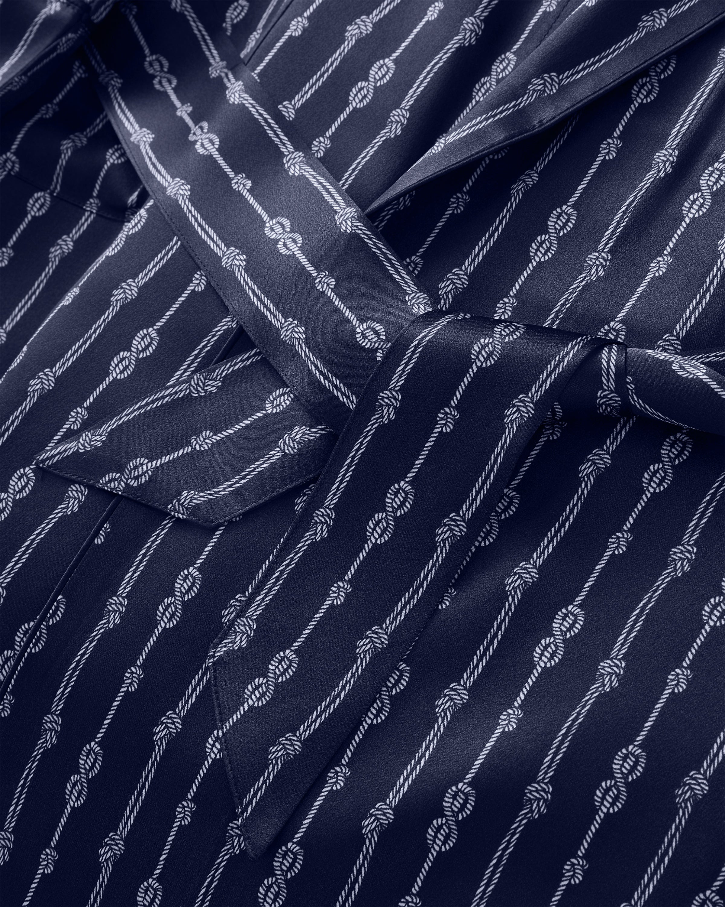 Men's Silk Long Robe in Nautical Knots