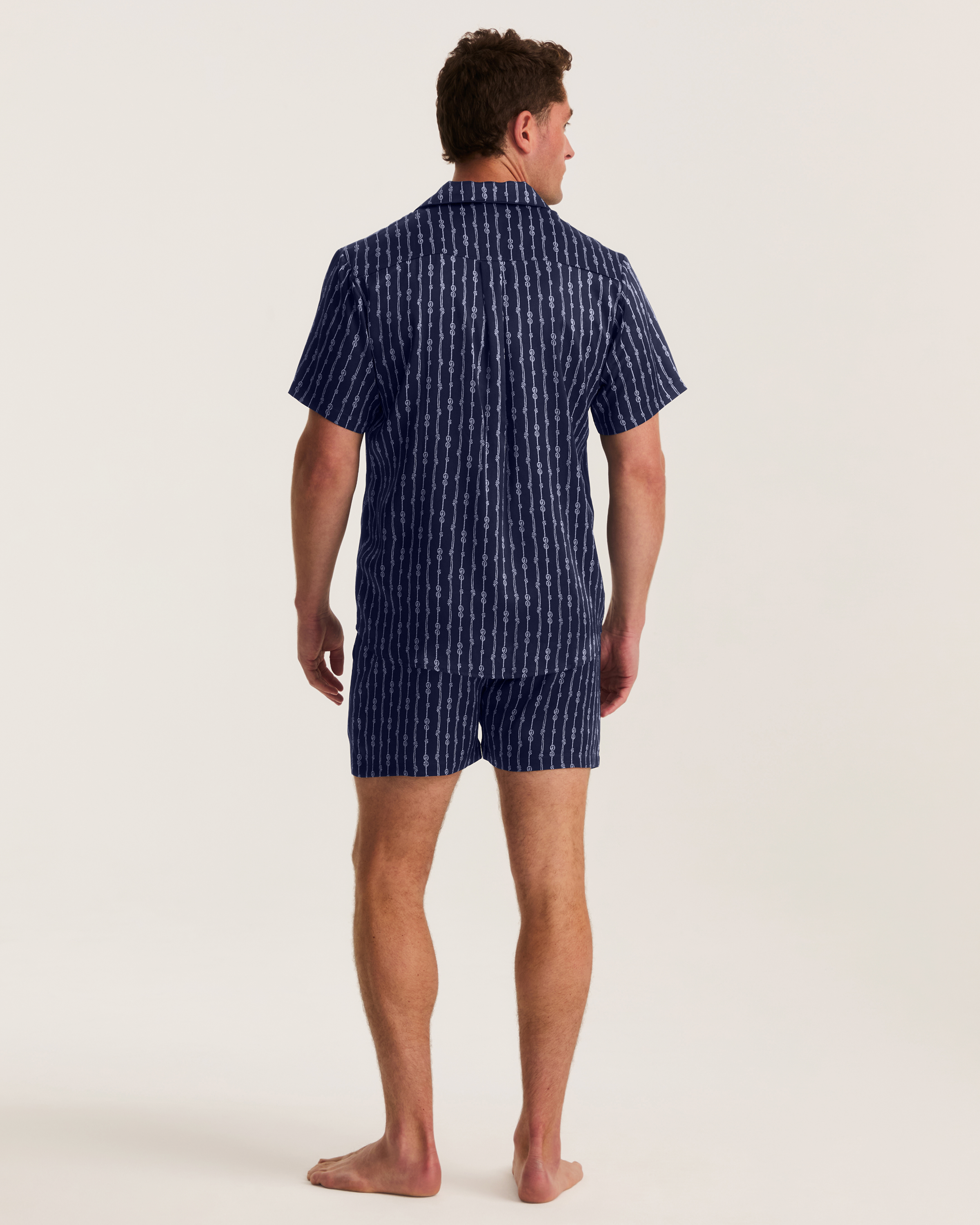 Men's Silk Pajama Short Set in Nautical Knots
