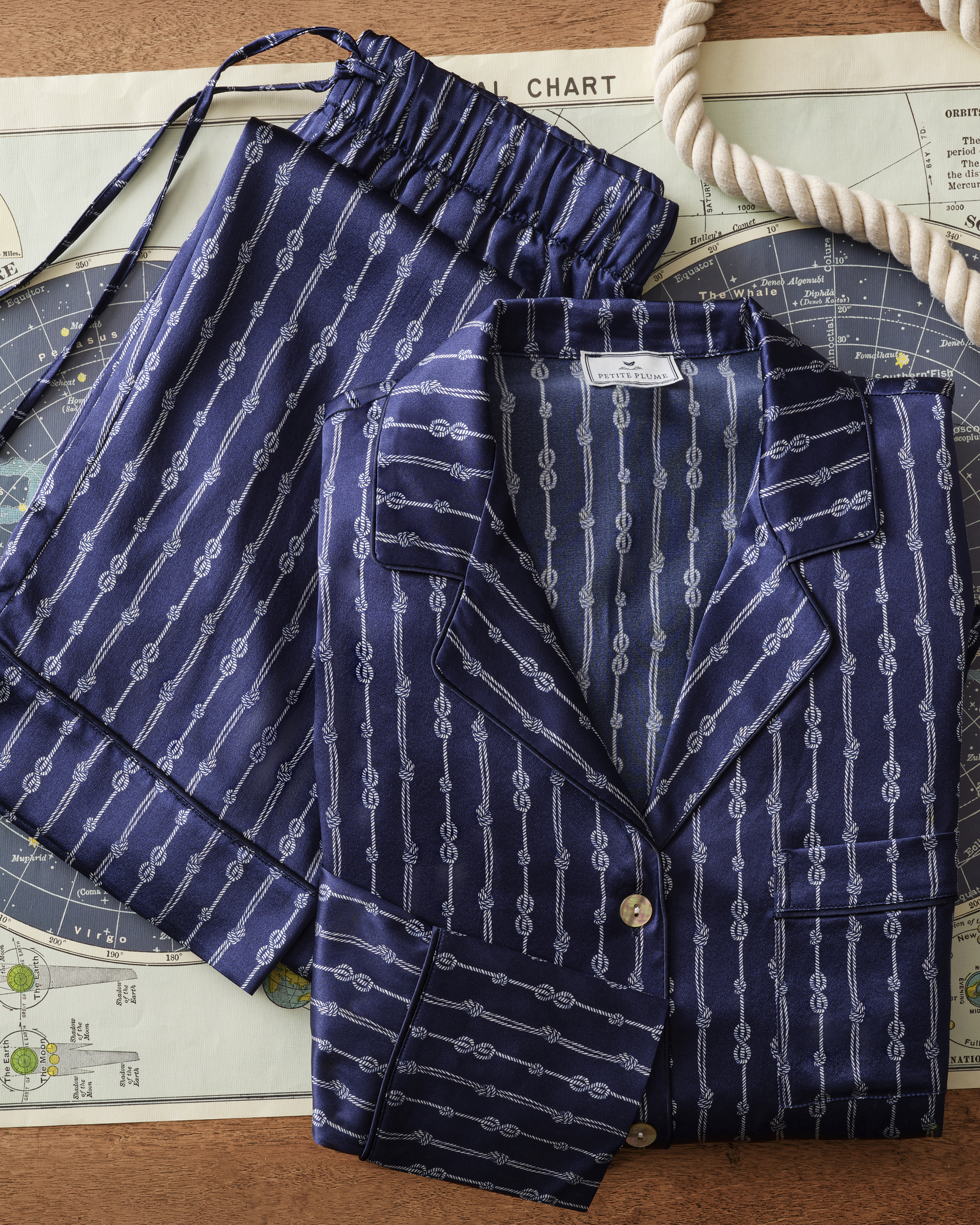 Men's Silk Pajama Short Set in Nautical Knots