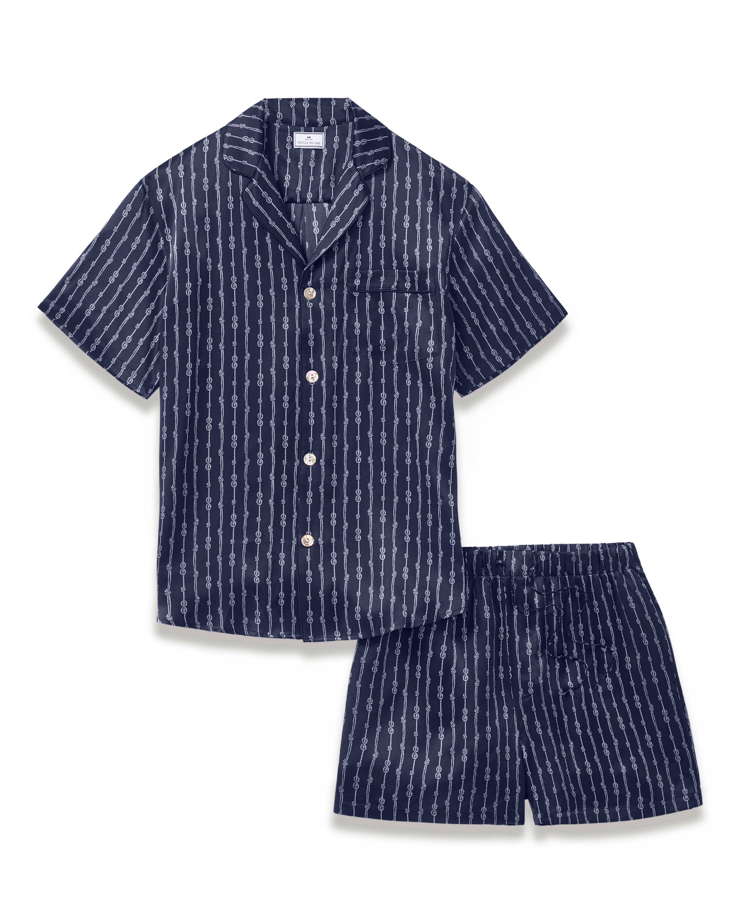 Men's Silk Pajama Short Set in Nautical Knots