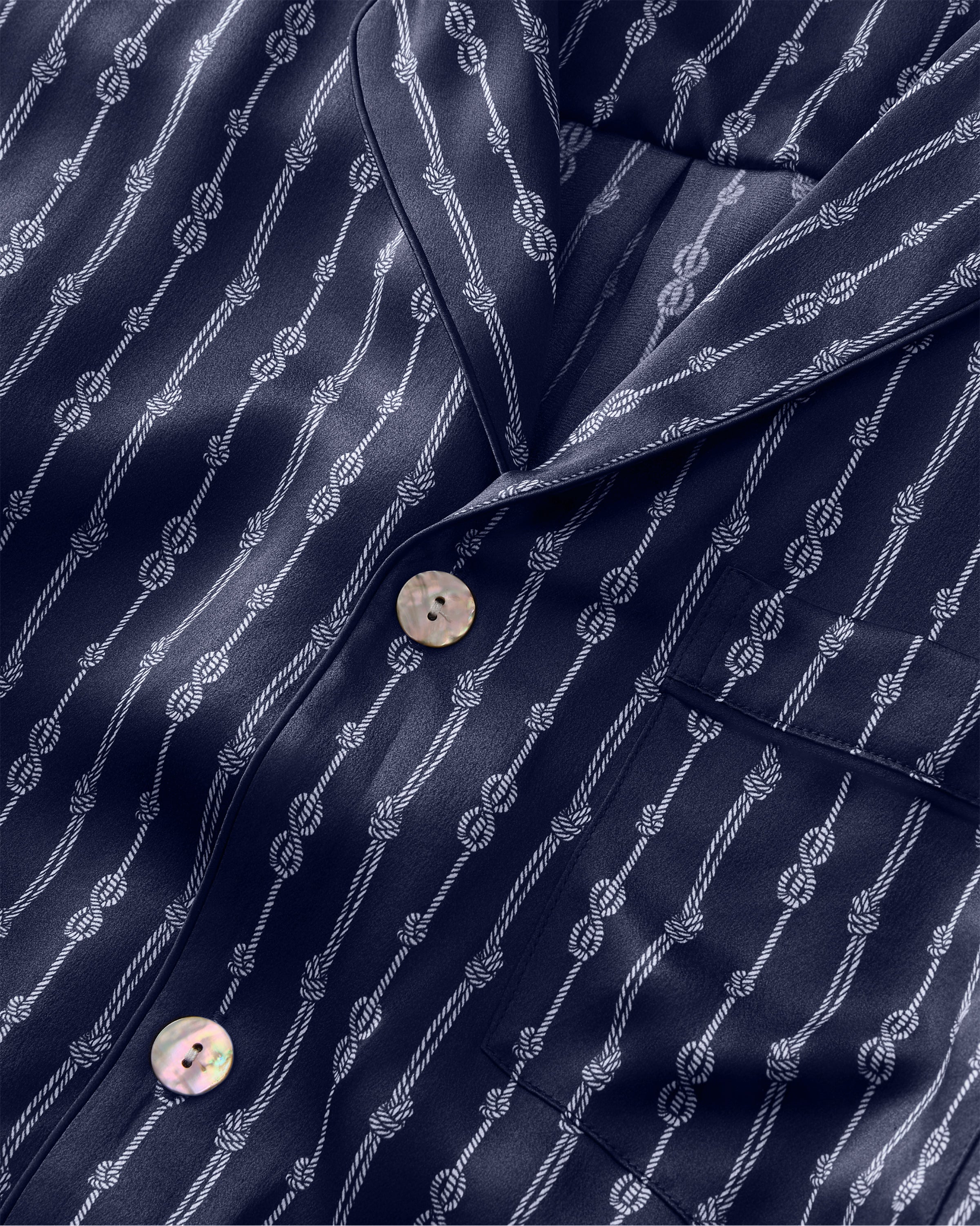 Men's Silk Pajama Short Set in Nautical Knots