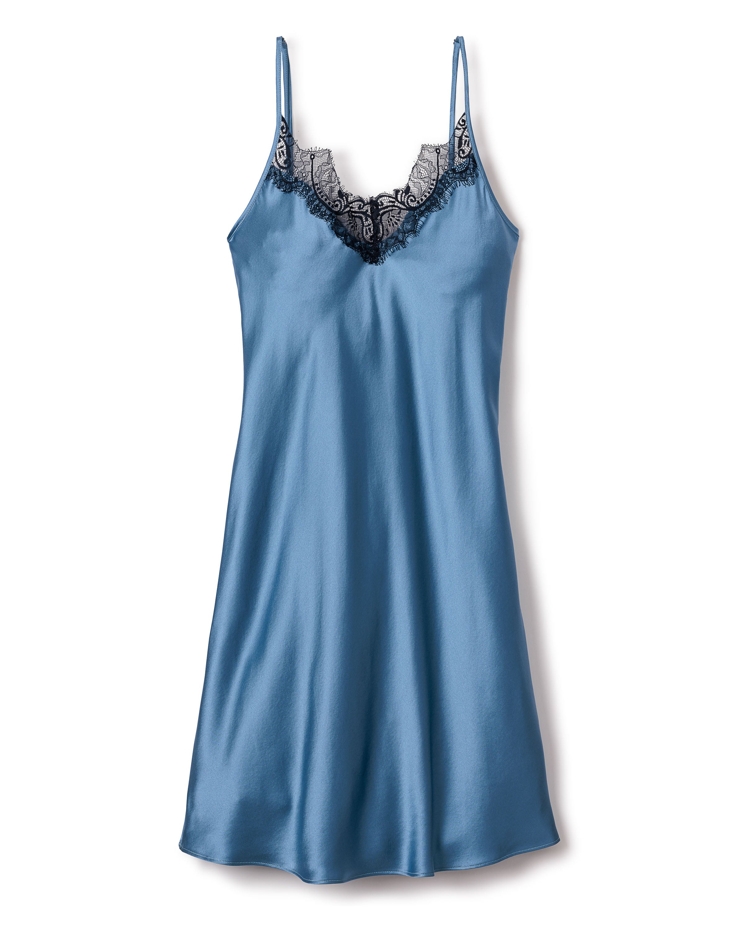 Women's Silk Lace Slip Dress in Mystique Blue in Mystique Blue#Color_Mystique Blue.