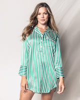 100% Mulberry Silk Green Stripe Nightshirt