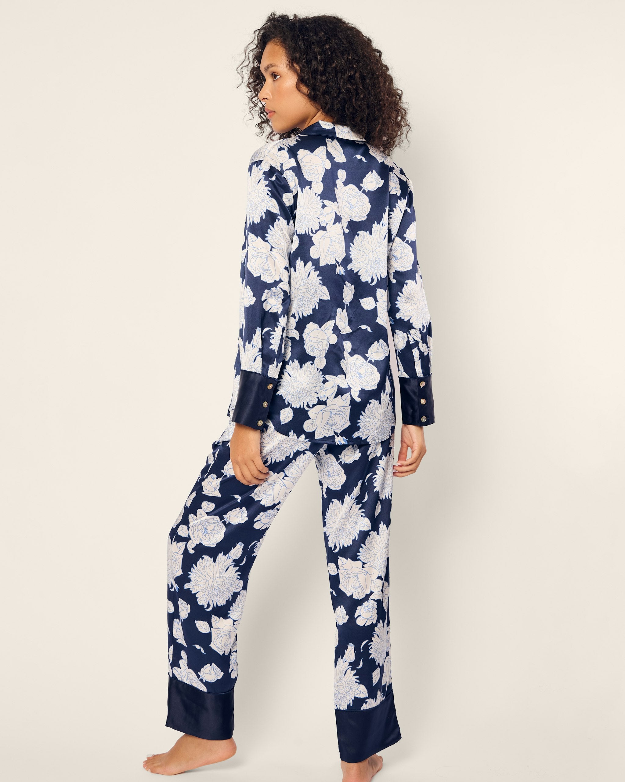 Women's Silk Pajama in Midnight Blooms in Midnight Blooms#Color_Midnight Blooms