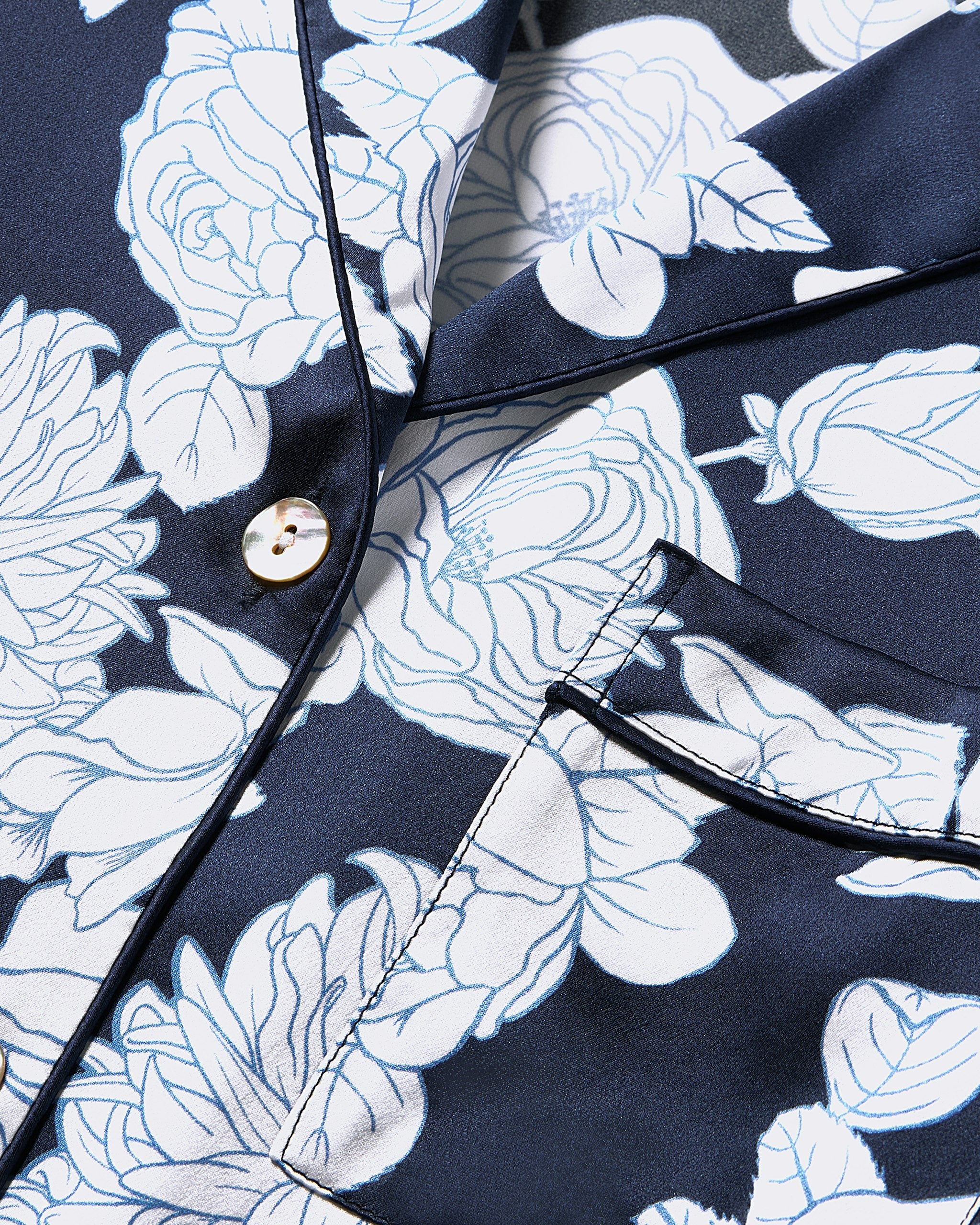 Women's Silk Pajama in Midnight Blooms in Midnight Blooms#Color_Midnight Blooms