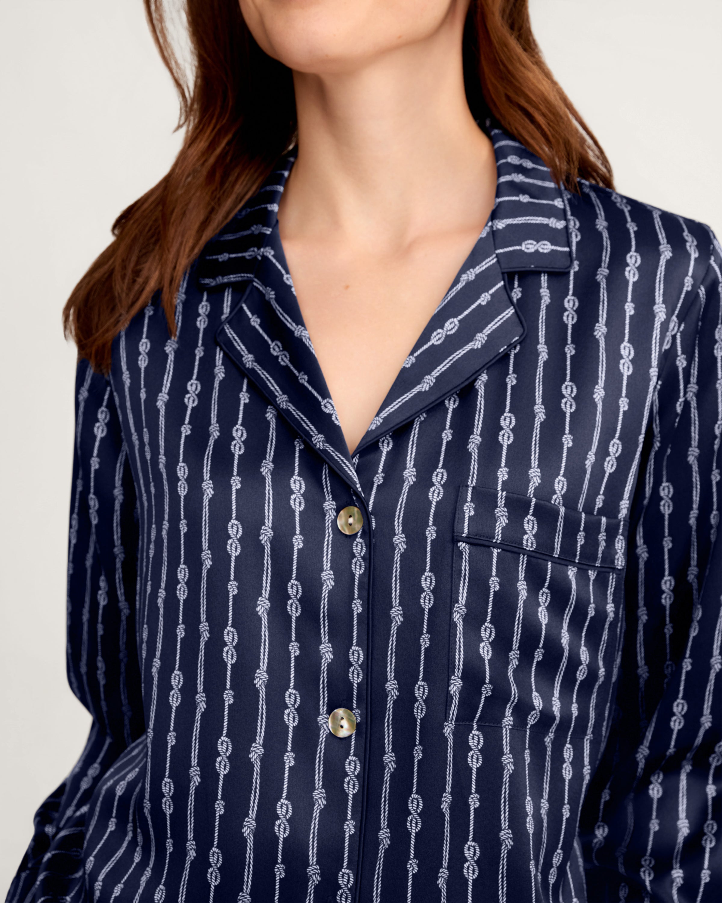Women's Silk Pajama Set in Nautical Knots
