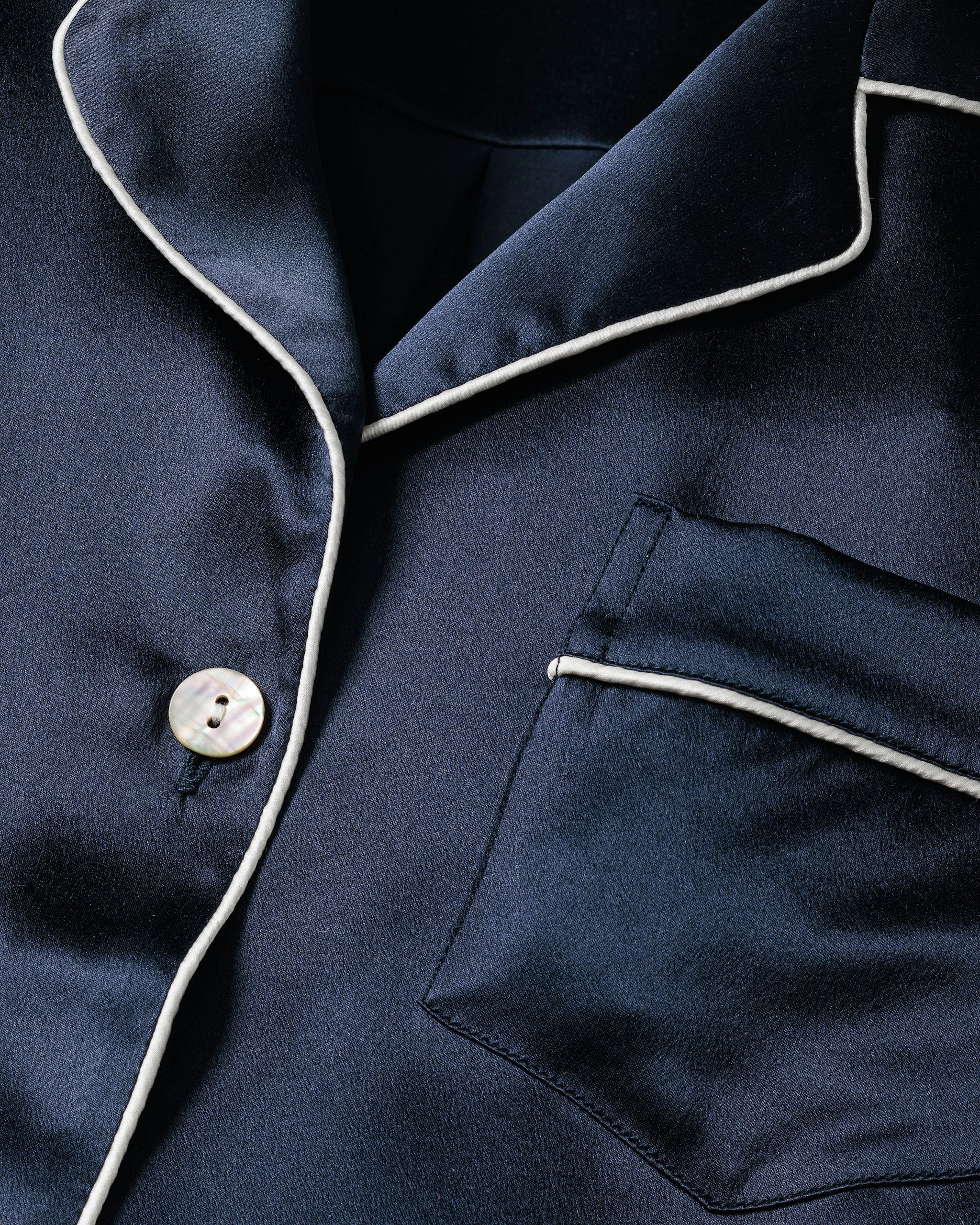 Women's Silk Pajama Set in Navy in Navy#Color_Navy