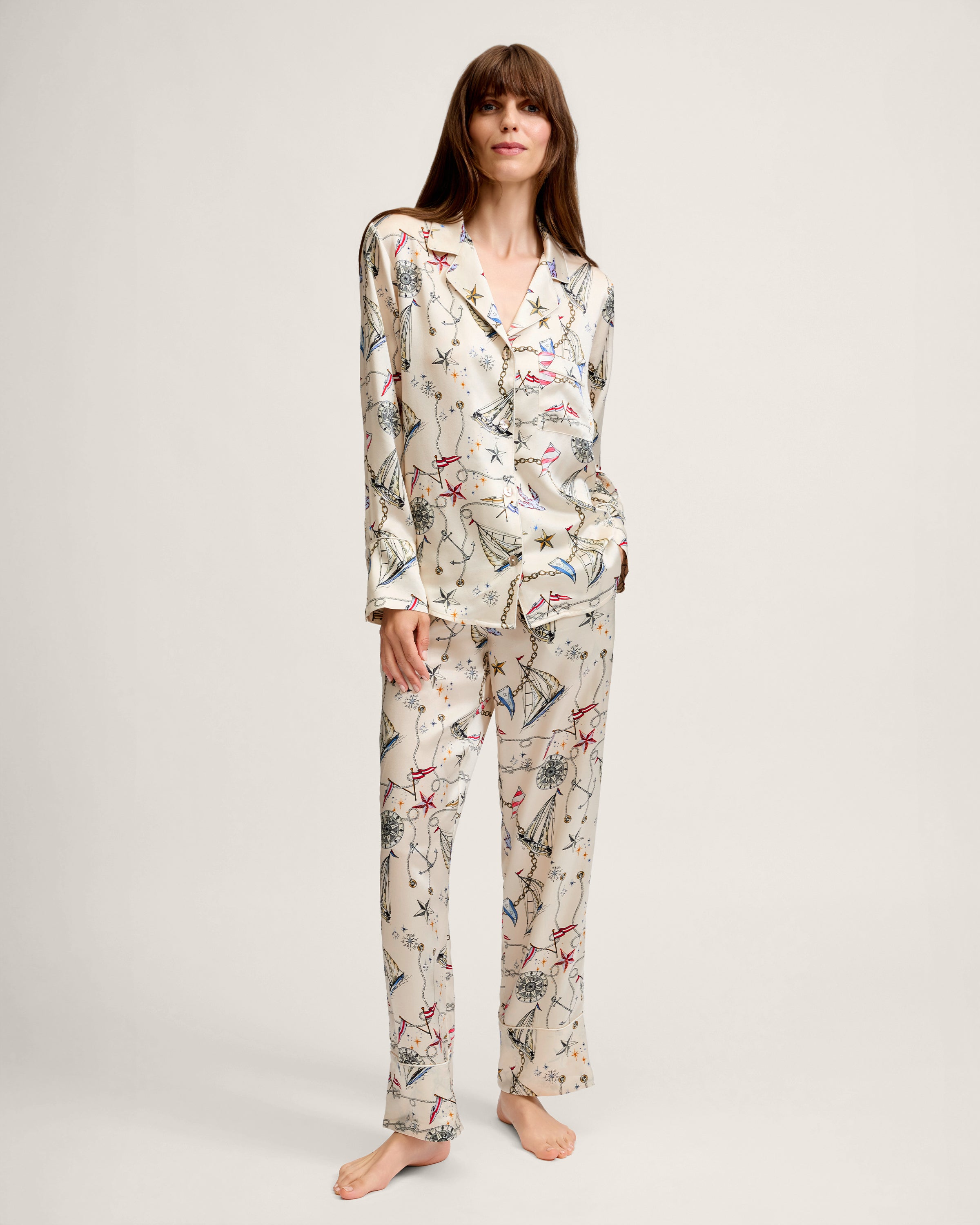 Women's Silk Pajama Set in Regatta Royale