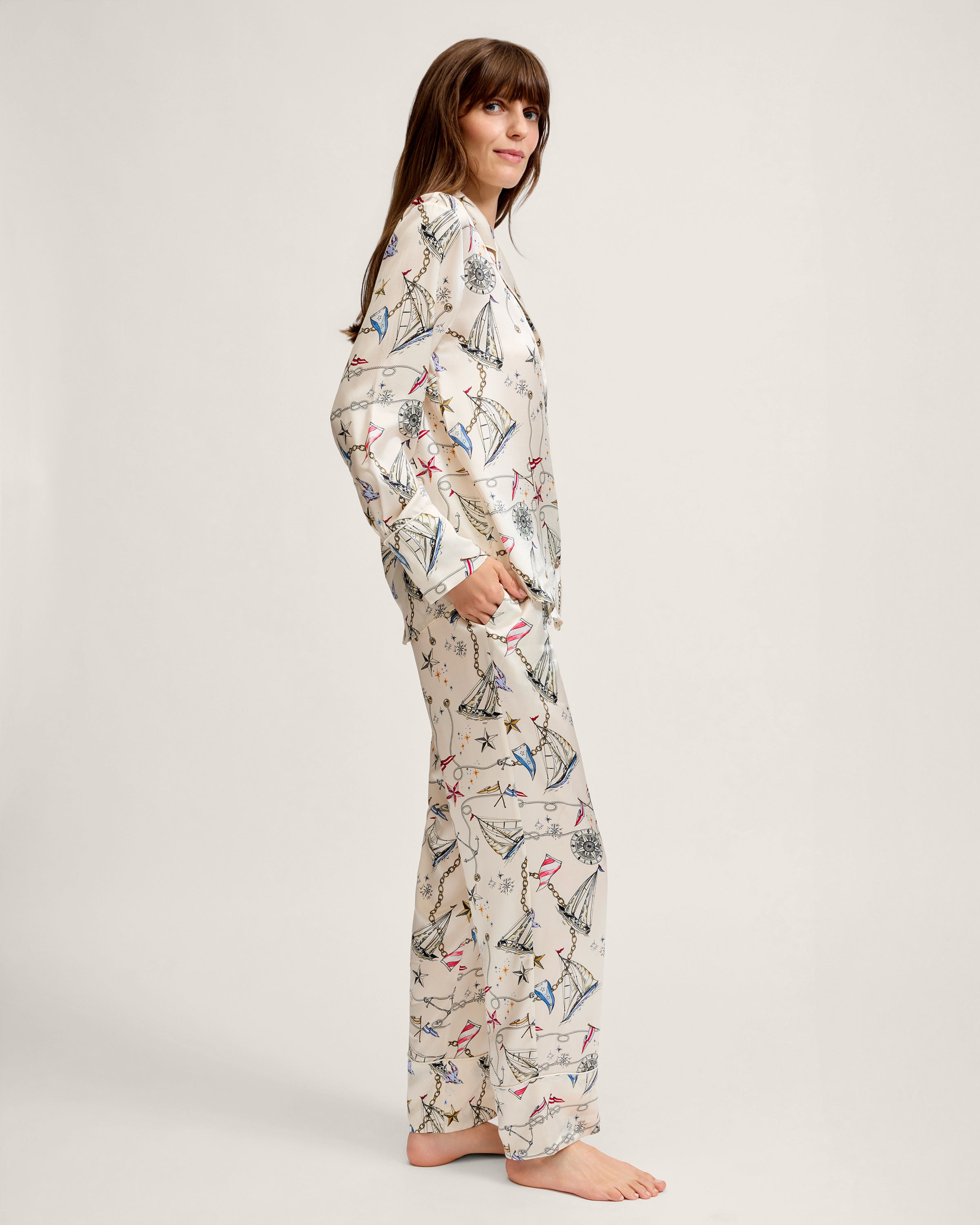 Women's Silk Pajama Set in Regatta Royale