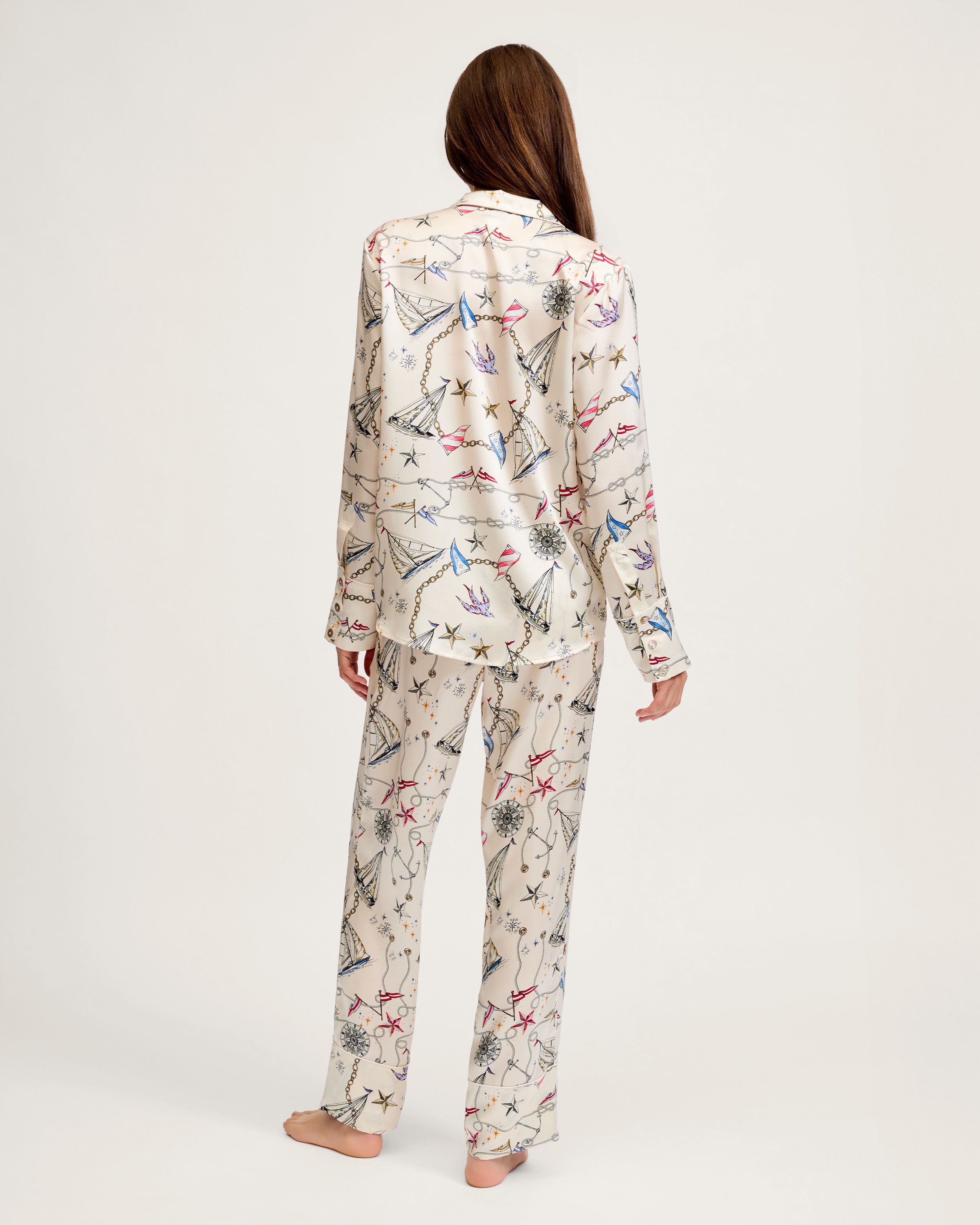 Women's Silk Pajama Set in Regatta Royale