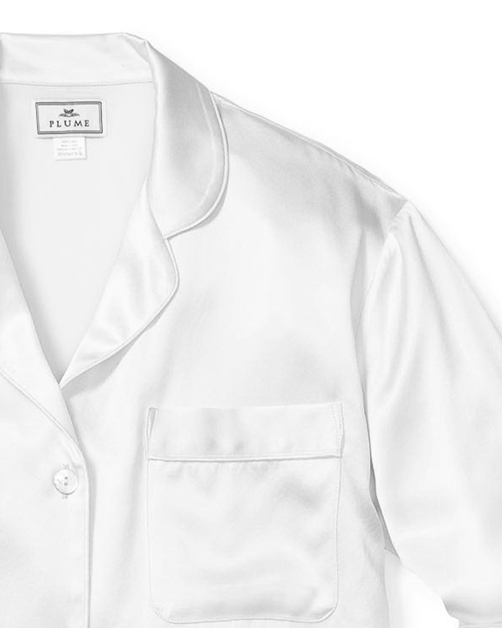 Women's Silk Pajama Set in White in White#Color_White
