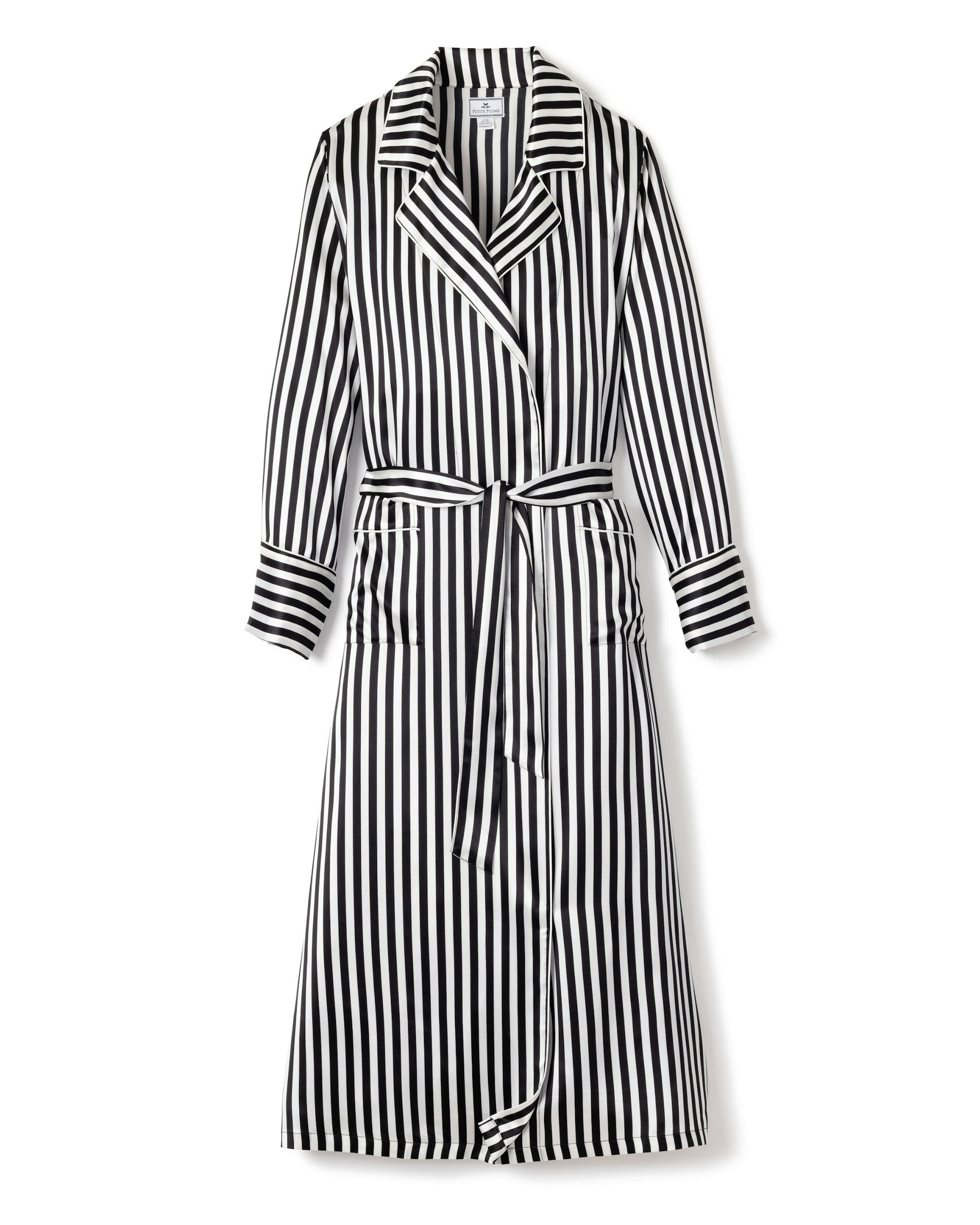 Women's Silk Long Robe in Bengal Stripe