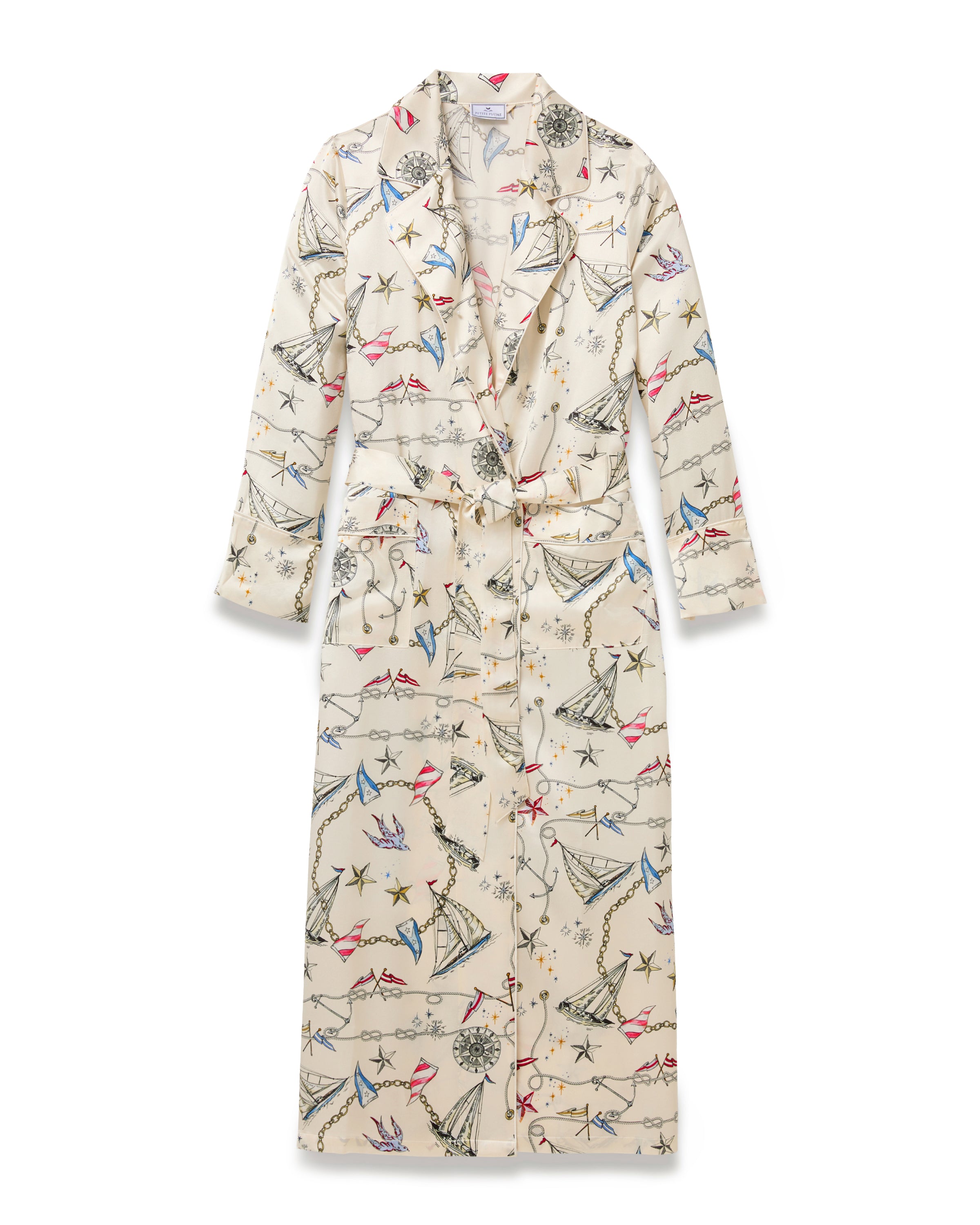 Women's Silk Long Robe in Regatta Royale