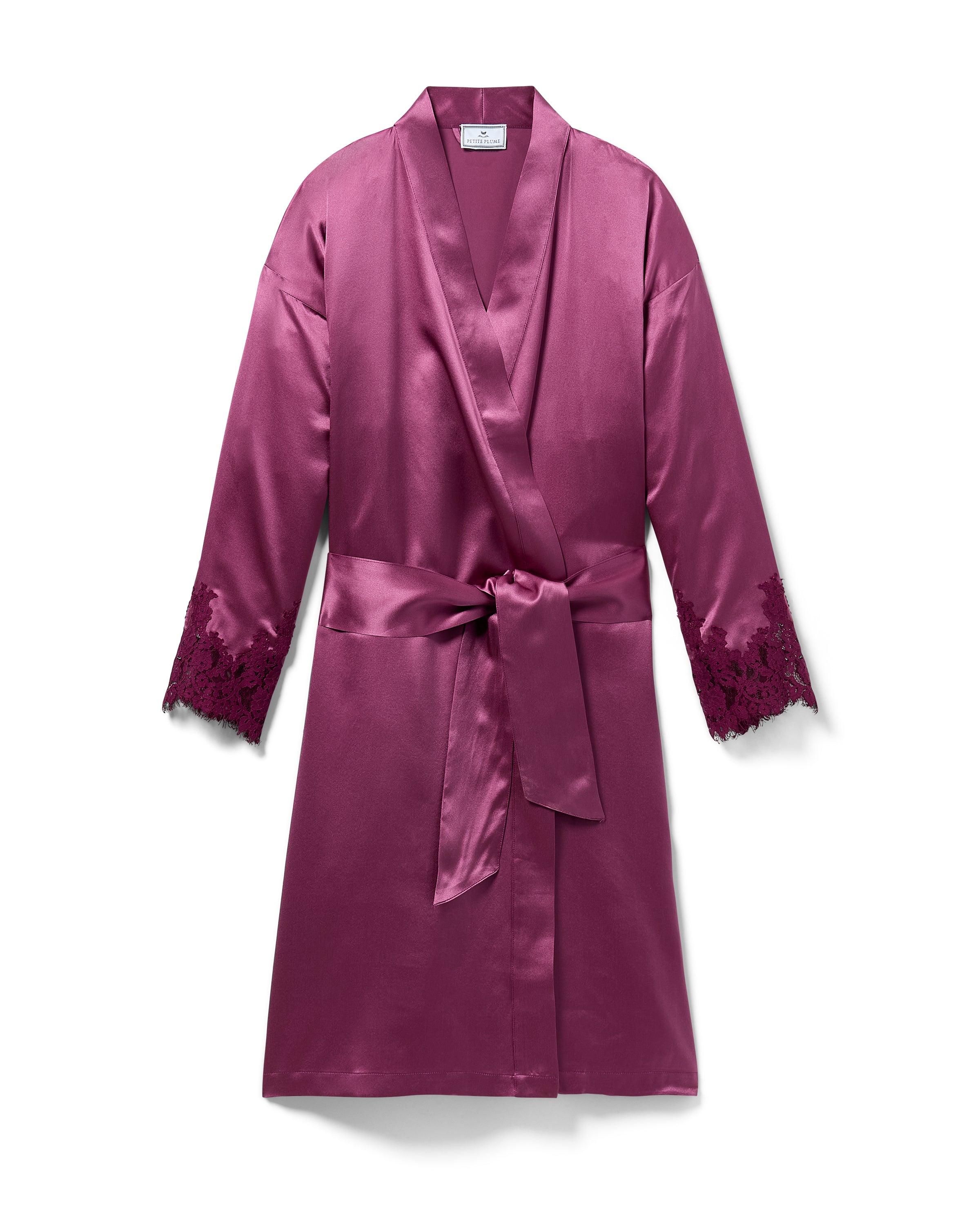 Women's Silk Lace Robe in Rosewood