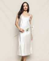 100% Mulberry Silk White Cosette Night Dress with Lace