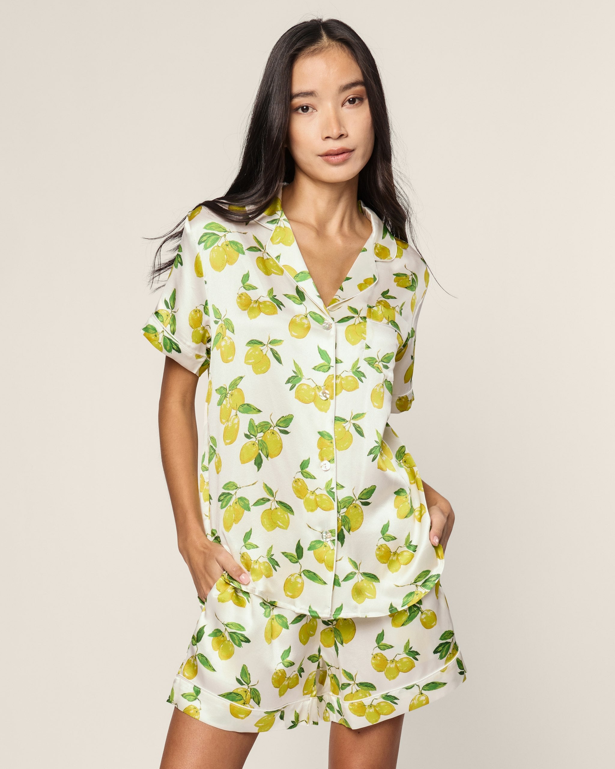 Women's Silk Classic Short Set in La Dolce Vita in Amalfi Lemons#Color_Amalfi Lemons
