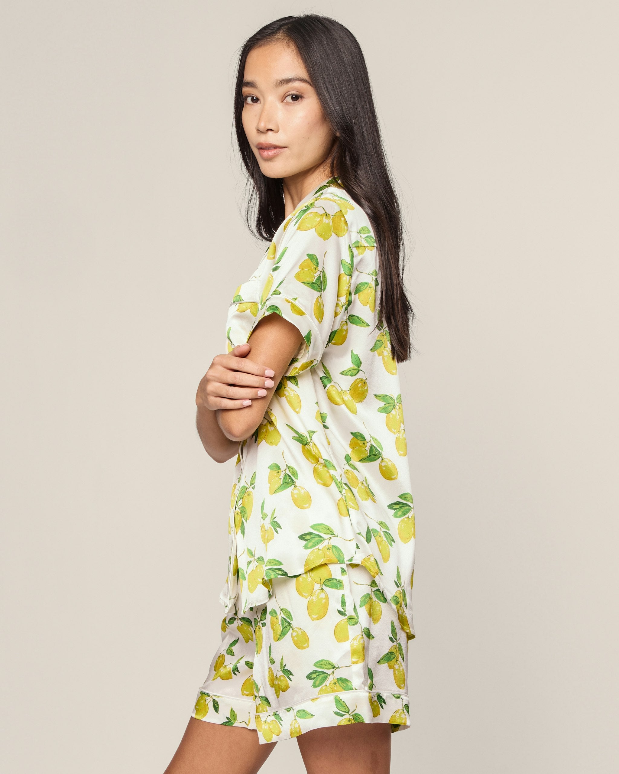 Women's Silk Classic Short Set in La Dolce Vita in Amalfi Lemons#Color_Amalfi Lemons