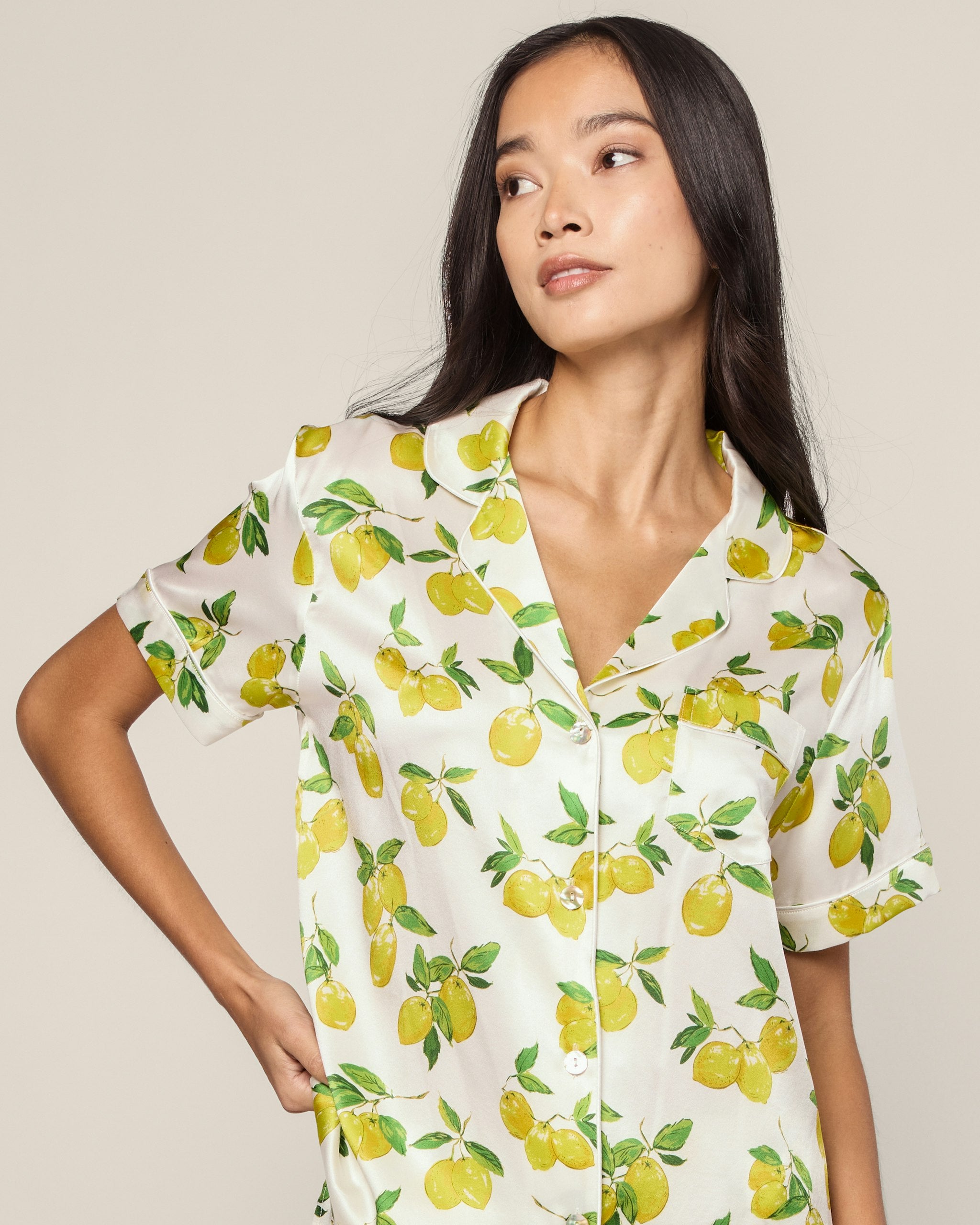 Women's Silk Classic Short Set in La Dolce Vita in Amalfi Lemons#Color_Amalfi Lemons