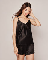 100% Mulberry Black Silk Women's Luxe Short Set