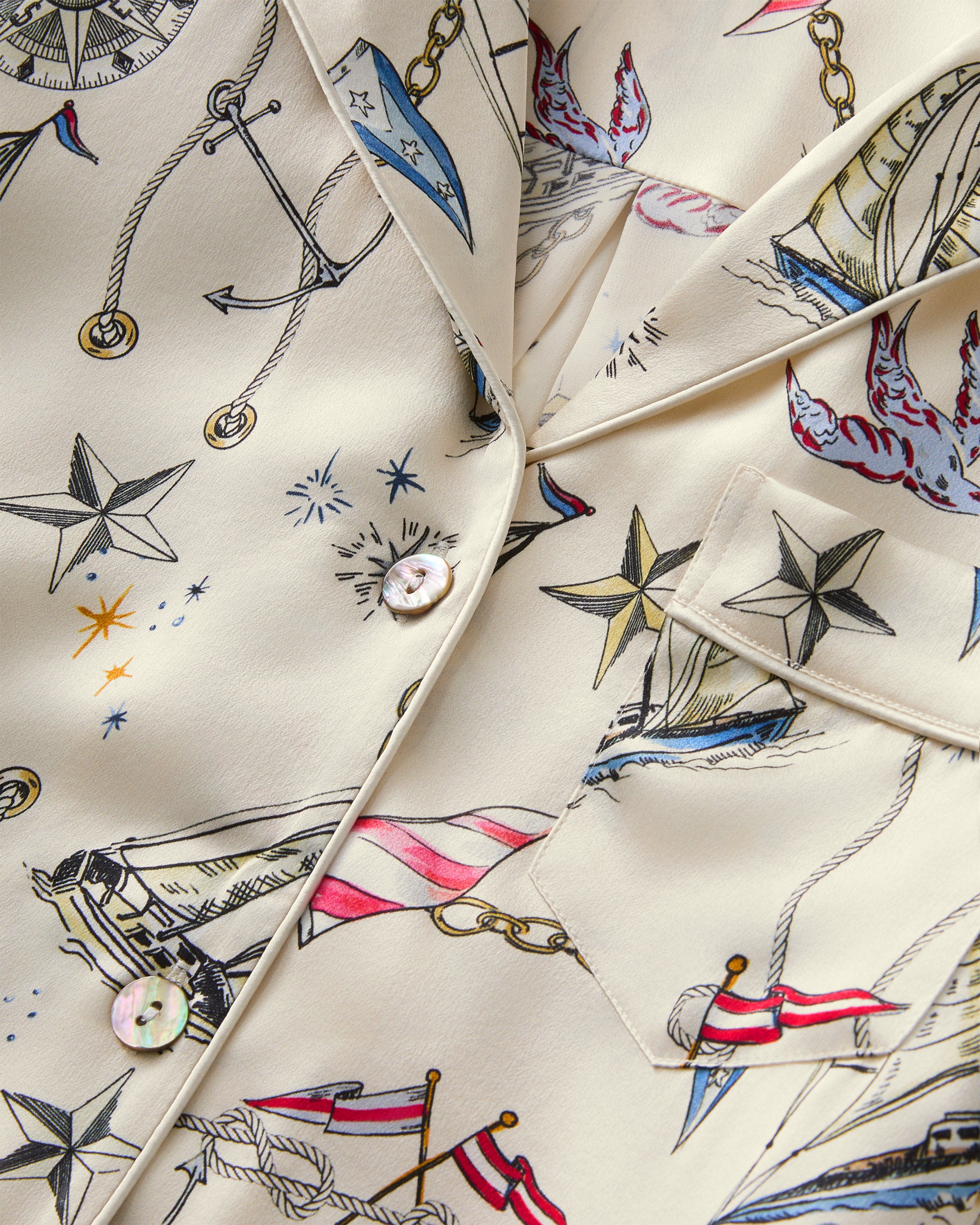 Women's Silk Short Sleeve Short Set in Regatta Royale