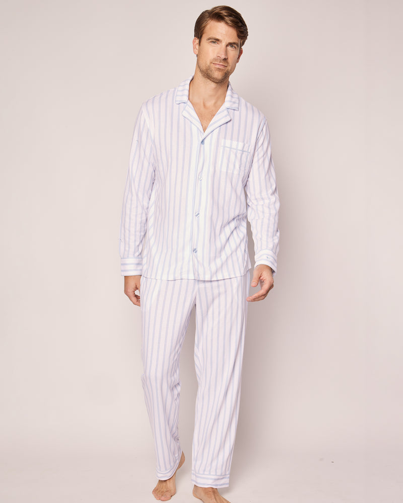 Men's Pima Pajama Set in Periwinkle Stripe