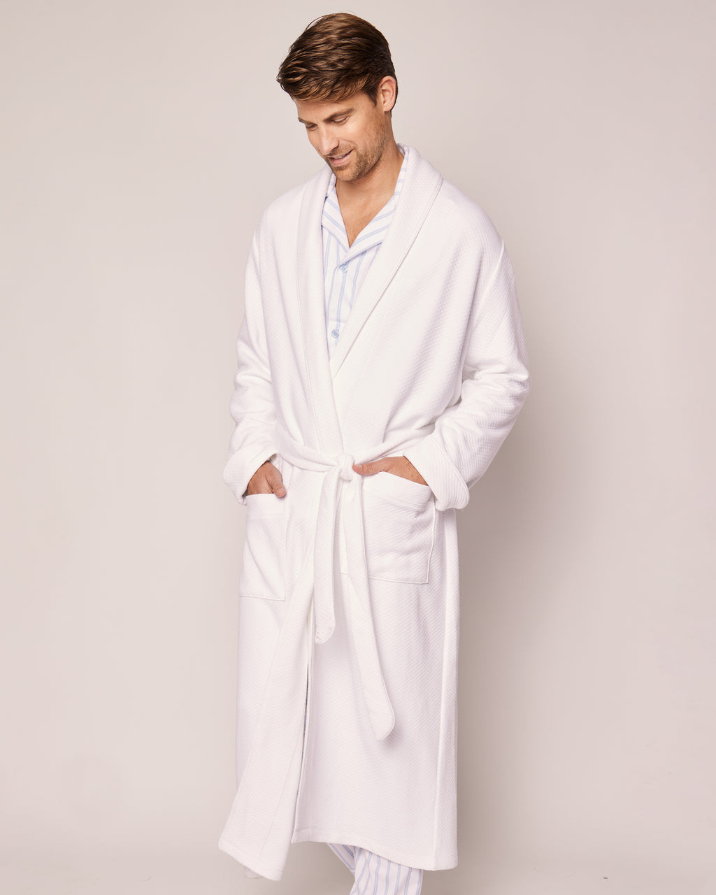 Jama Robe Men Men's Jacquard Robe in White – Petite Plume