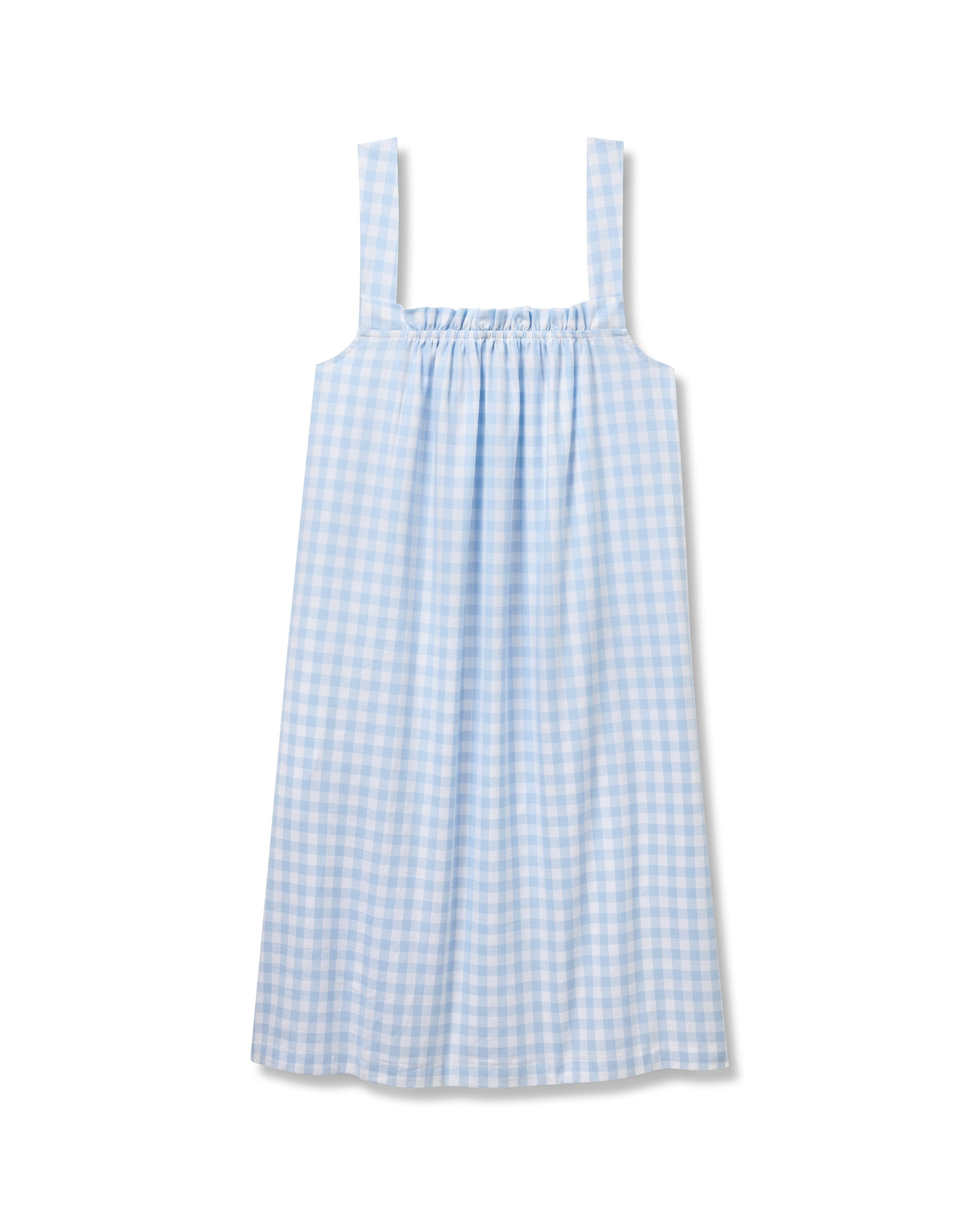 Women's Twill Annabelle Nightgown in Pink Gingham in Light Blue Gingham#Color_Light Blue Gingham