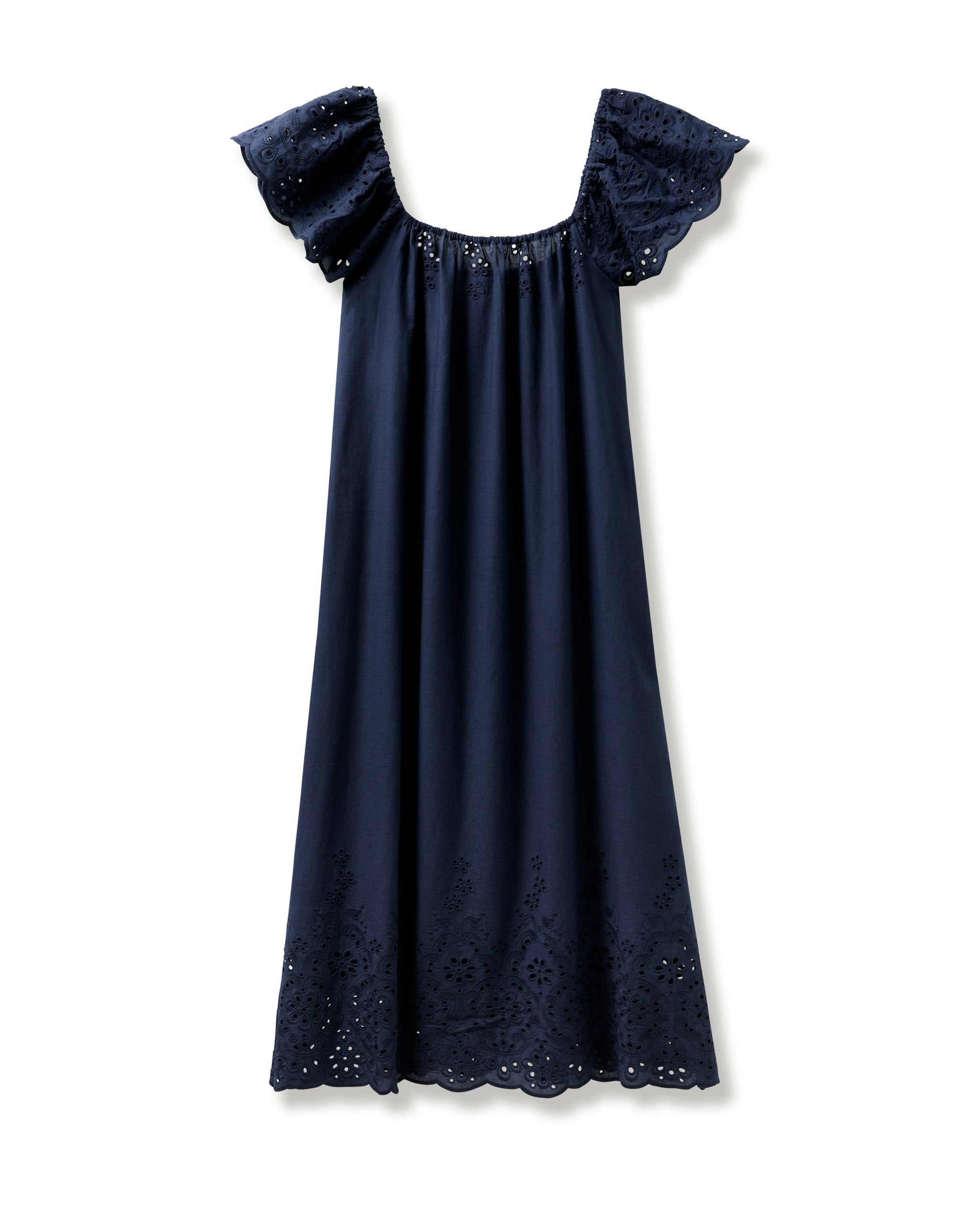 Women's Twill Ava Nightgown in White in Navy#Colorway_Navy