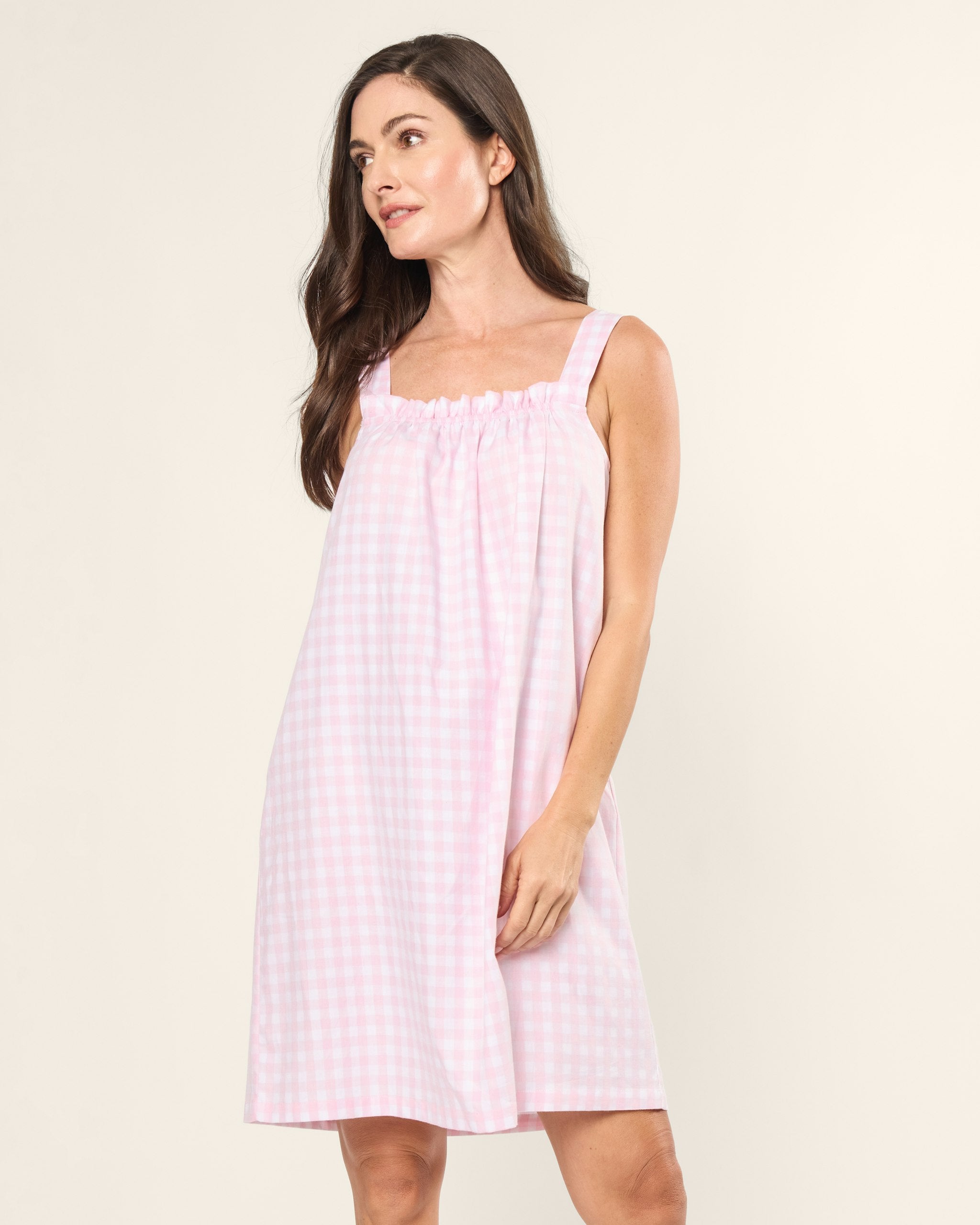Women's Twill Annabelle Nightgown in Pink Gingham in Pink Gingham#Color_Pink Gingham
