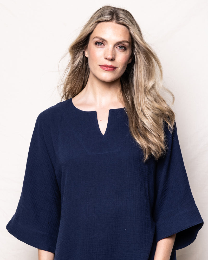 Navy Gauze Caftan
