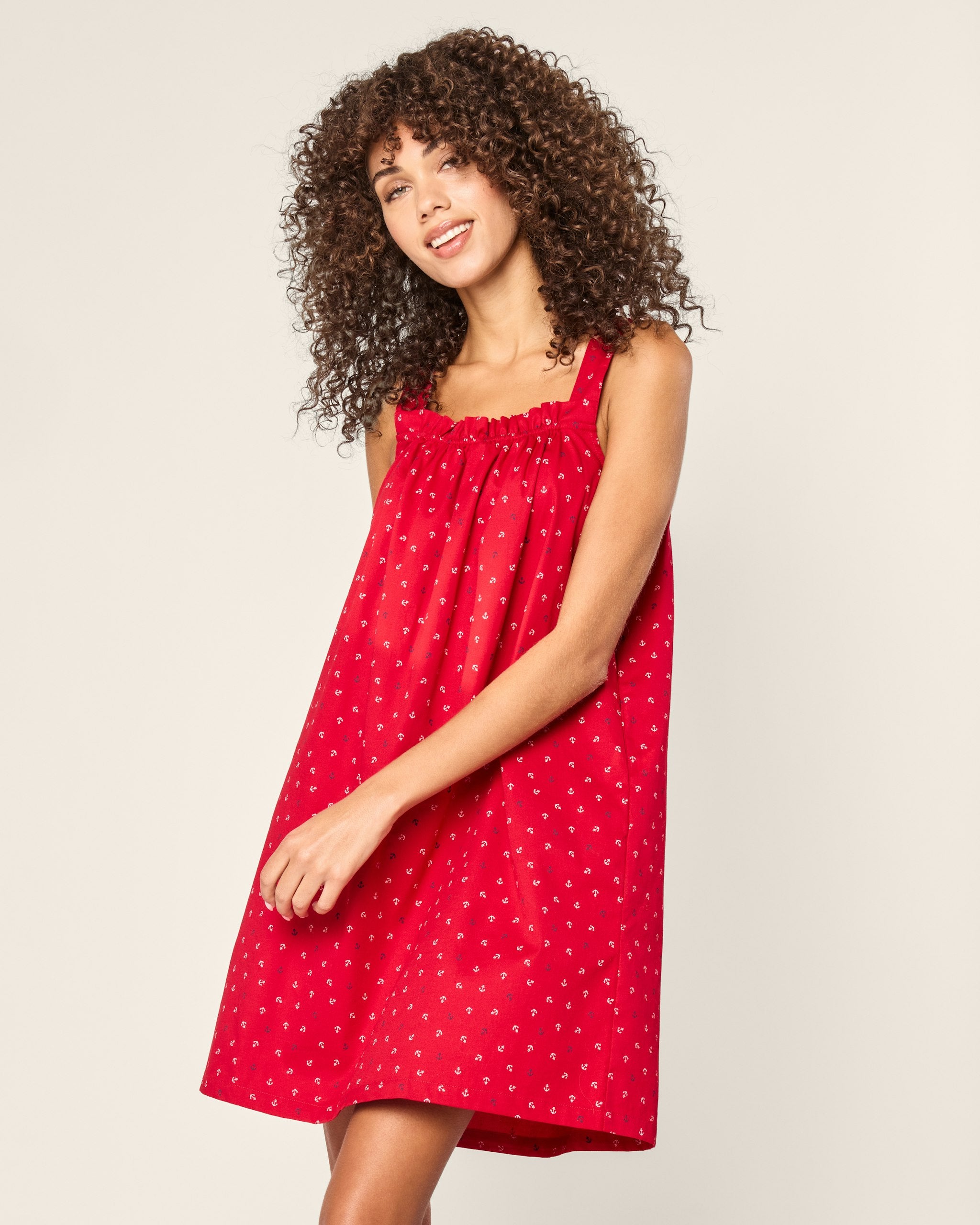 Women's Twill Annabelle Nightgown in Pink Gingham in Anchors Away#Color_Anchors Away
