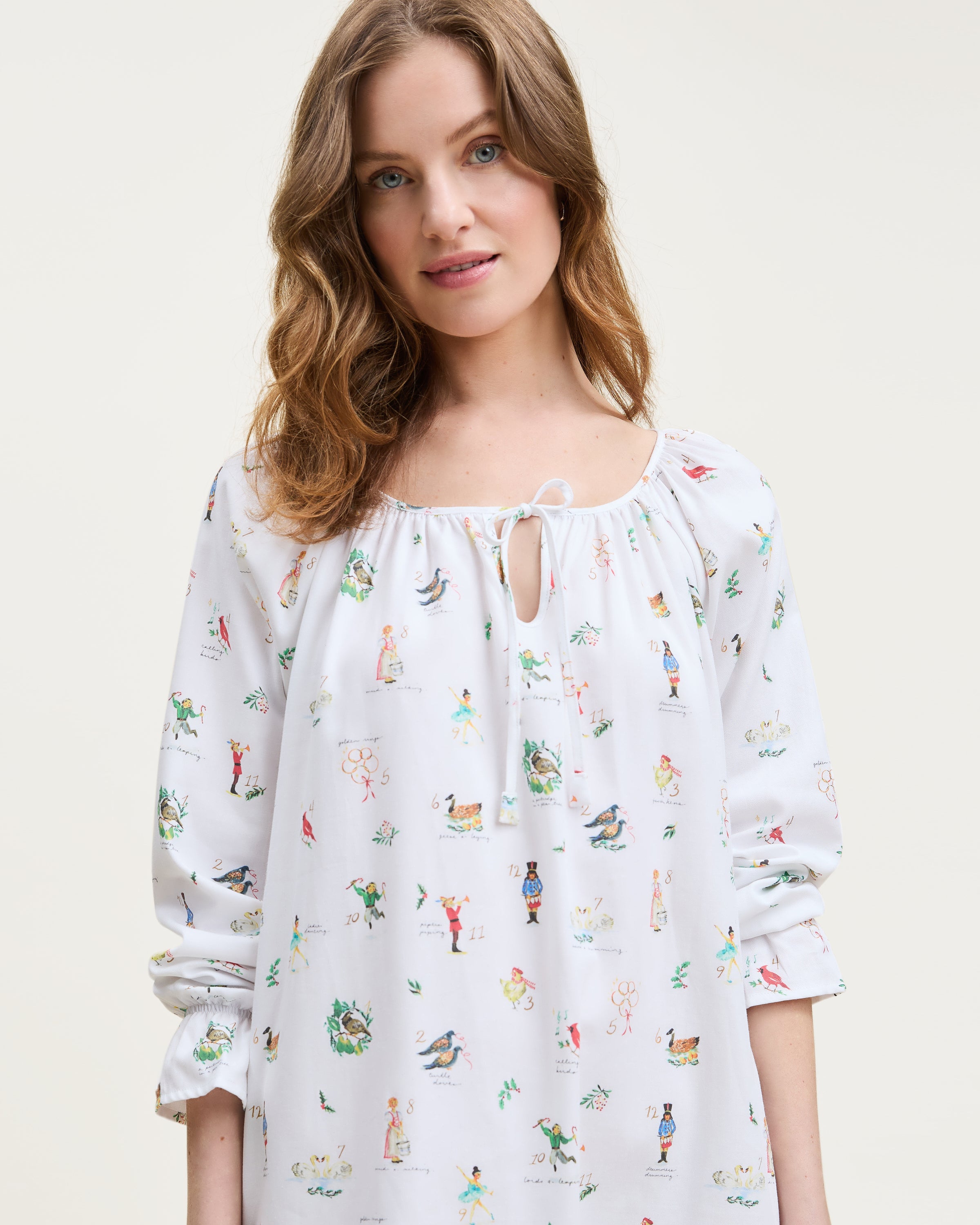 Women's Twill Delphine Nightgown in 12 Days of Christmas