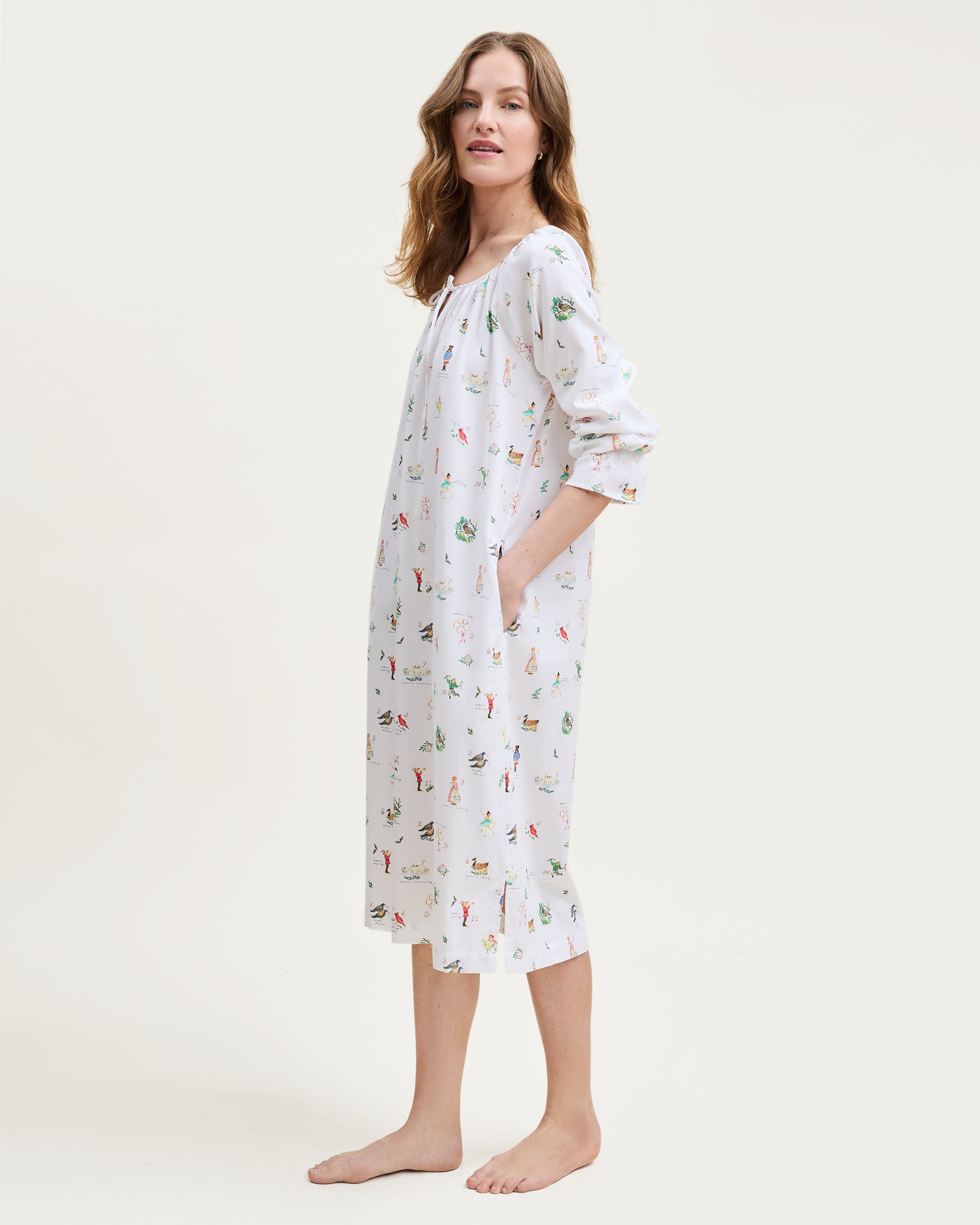 Women's Twill Delphine Nightgown in 12 Days of Christmas