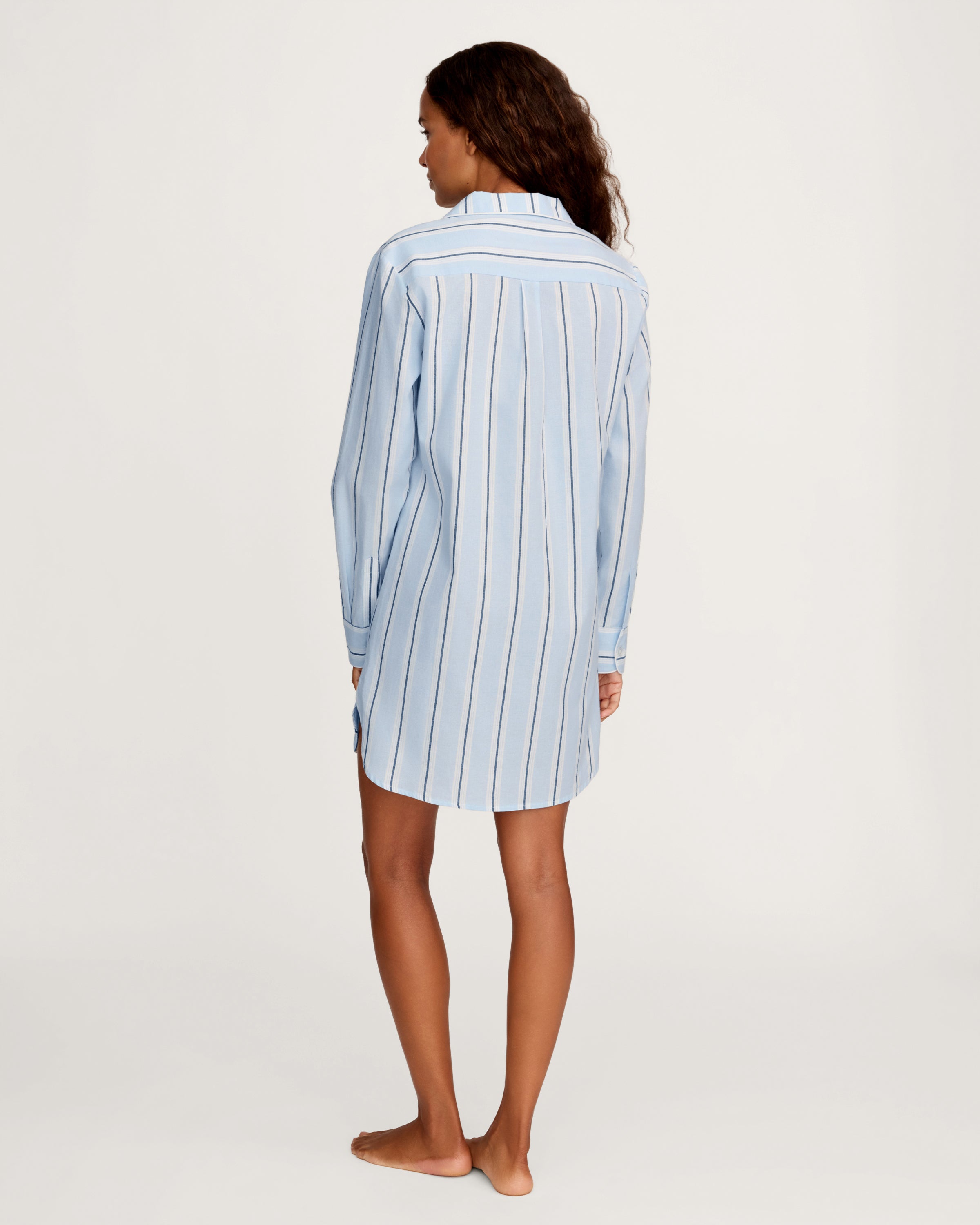 Women's Twill Nightshirt in Coastal Stripe