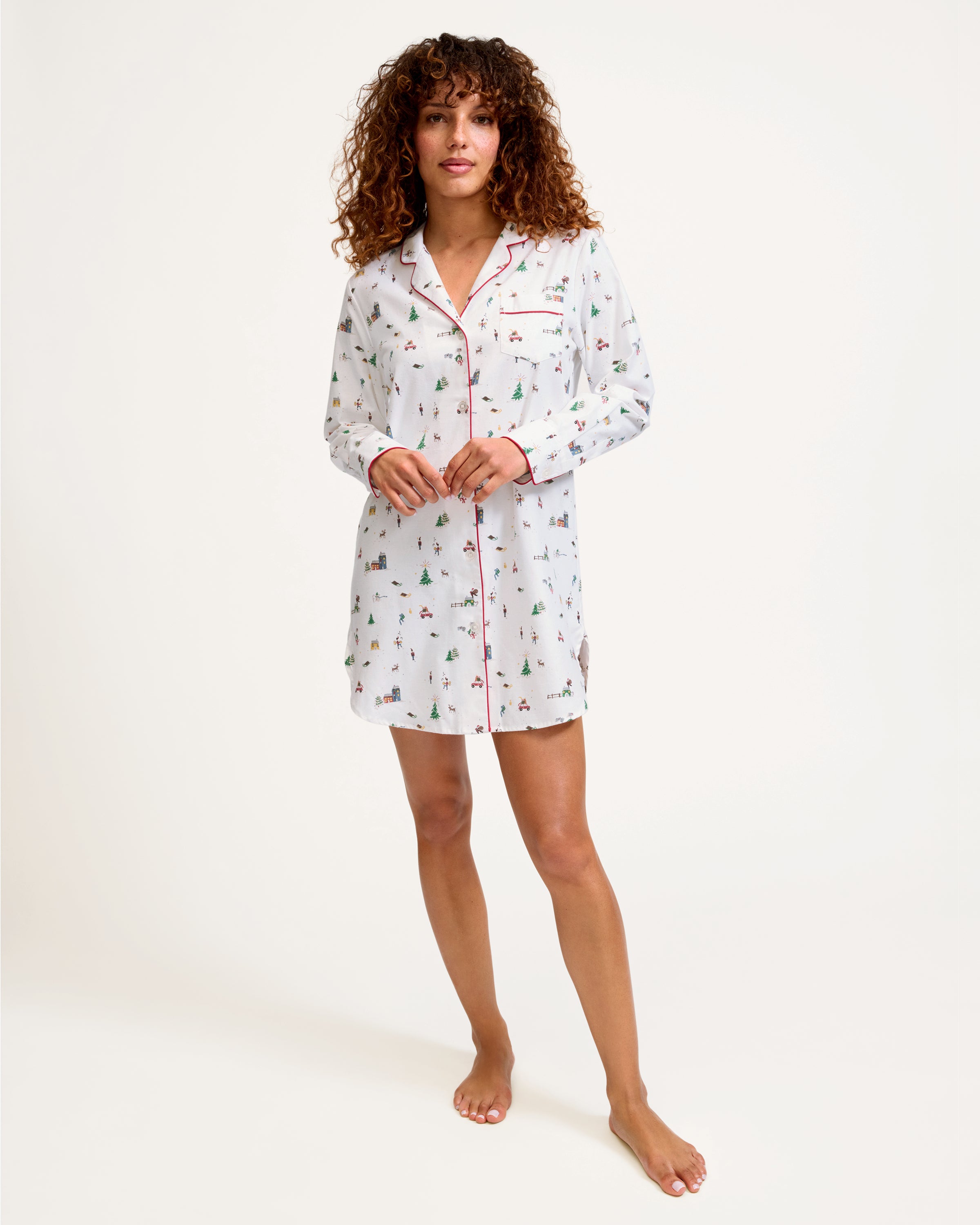 Women's Twill Nightshirt in Holiday Town