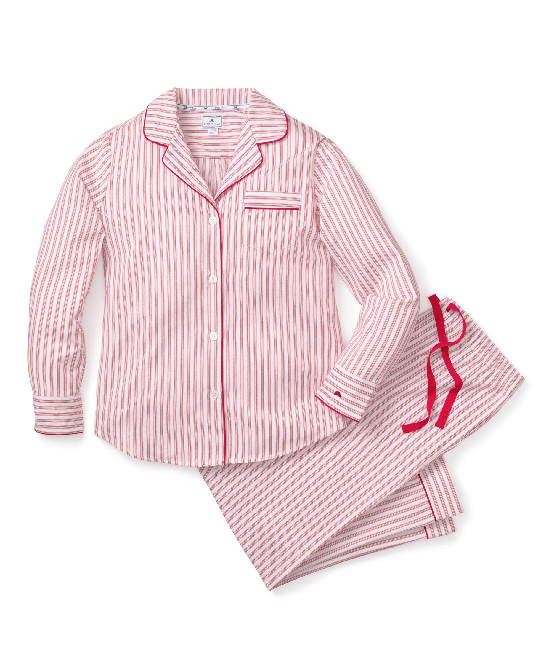 Petite Plume Twill Pajama Set in Antique Red Ticking
