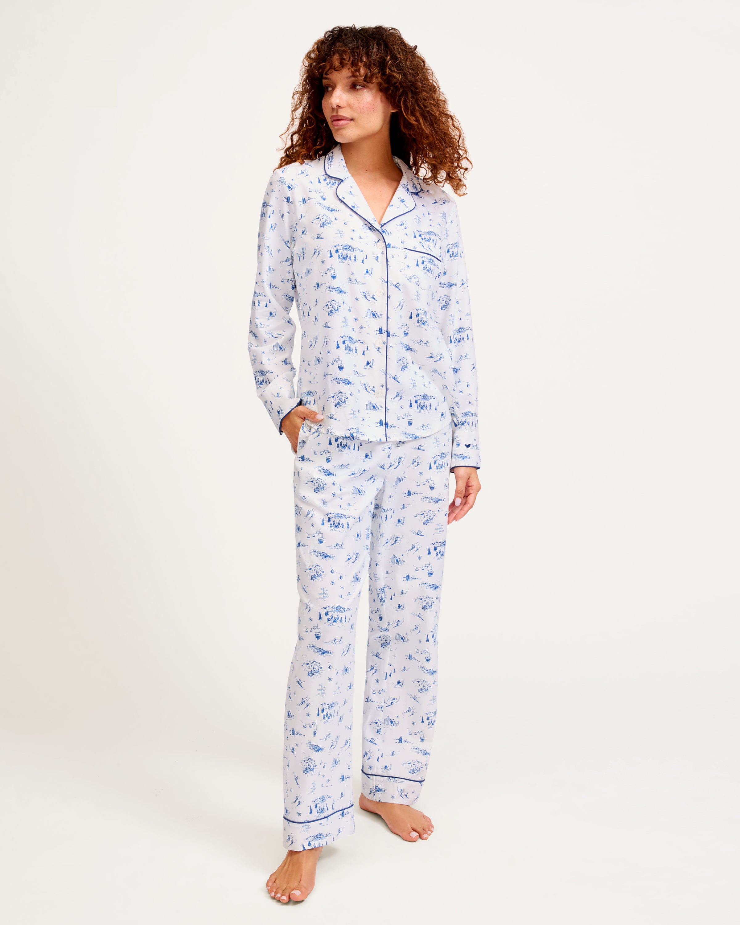 Women's Twill Pajama Set in Chalet Toile