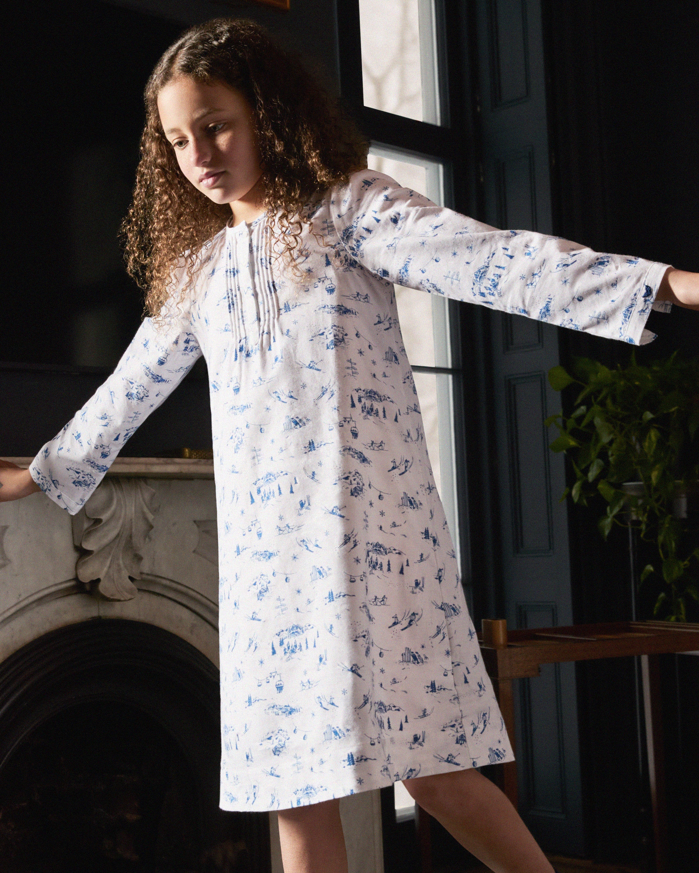 Girl's Twill Beatrice Nightgown in Chalet Toile