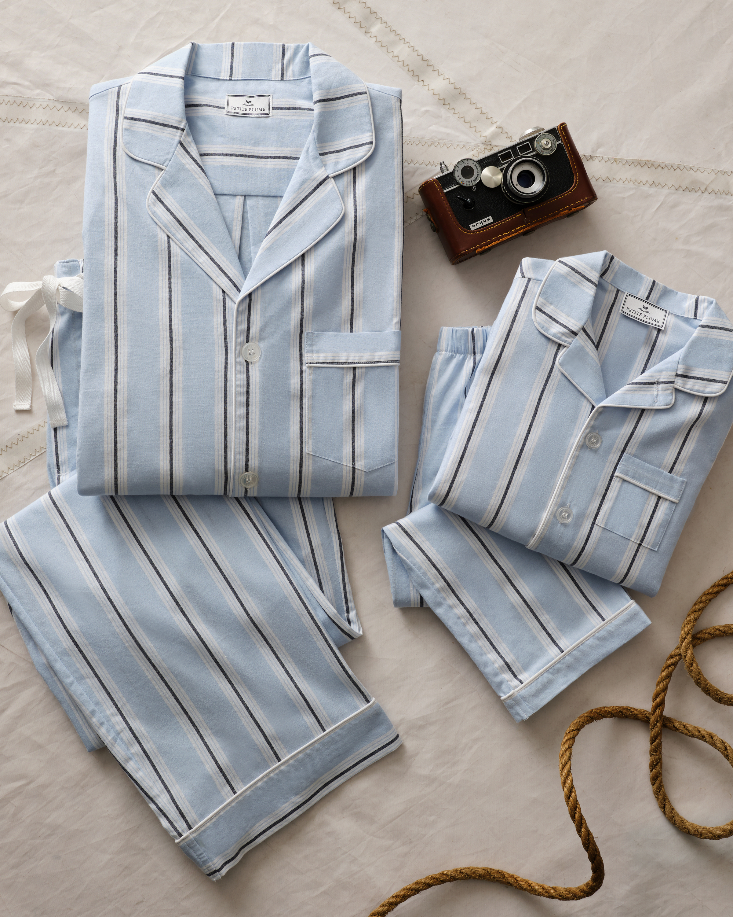 Women's Twill Pajama Set in Coastal Stripe