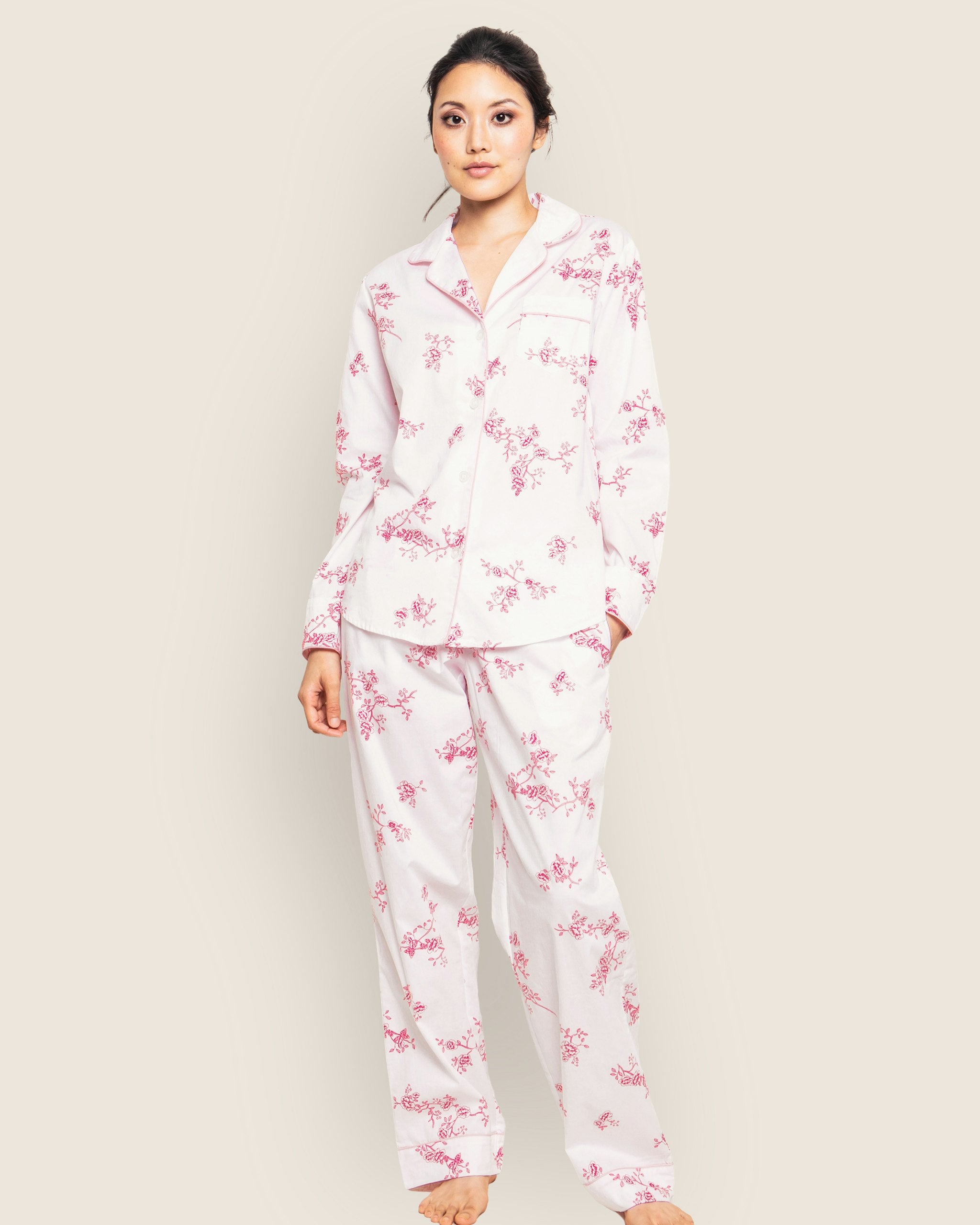 Women's Twill Pajama Set in English Rose Floral in English Rose Floral#Color_English Rose Floral