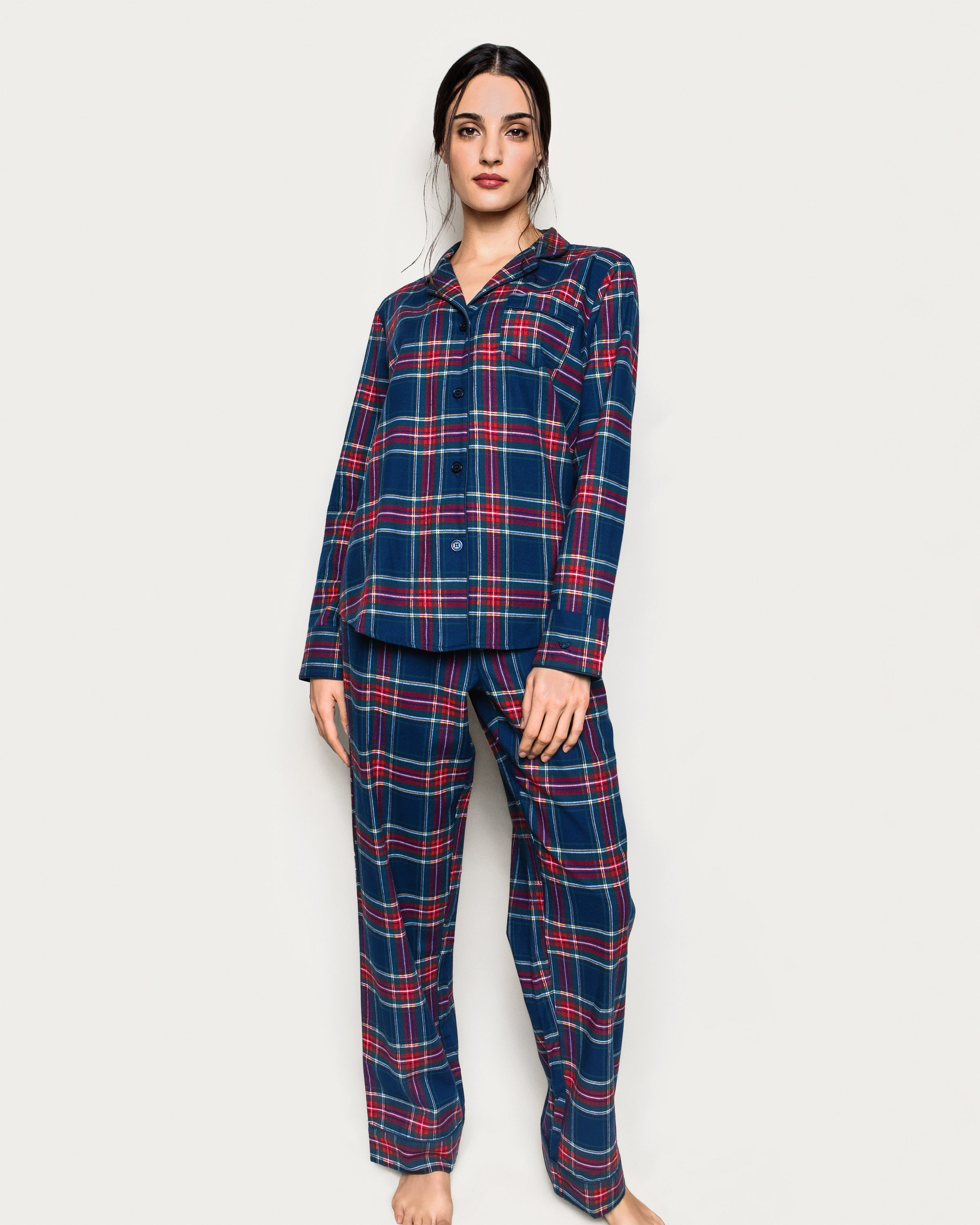 Women's Brushed Twill Pajama Set in Windsor Tartan