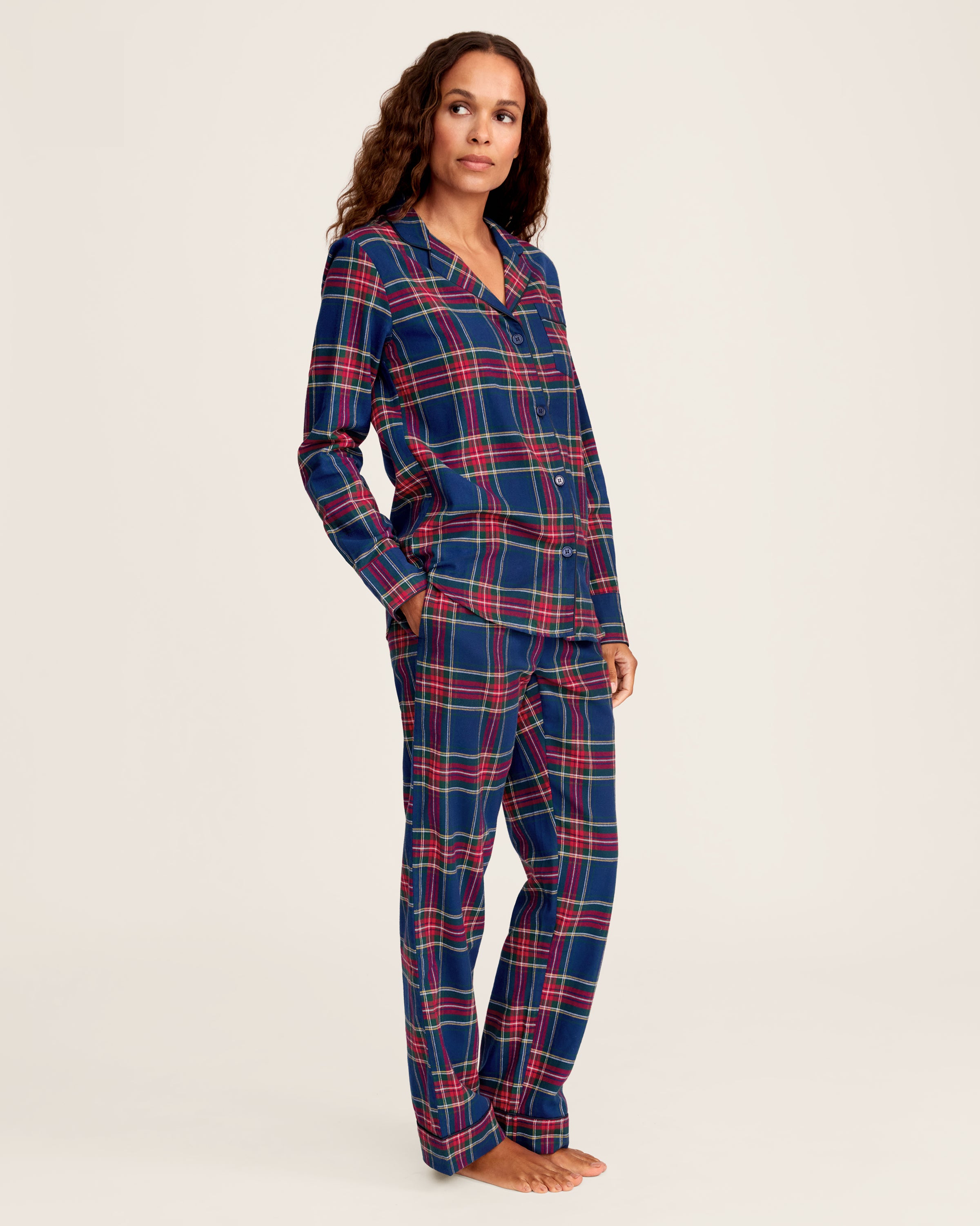 Women's Brushed Twill Pajama Set in Windsor Tartan