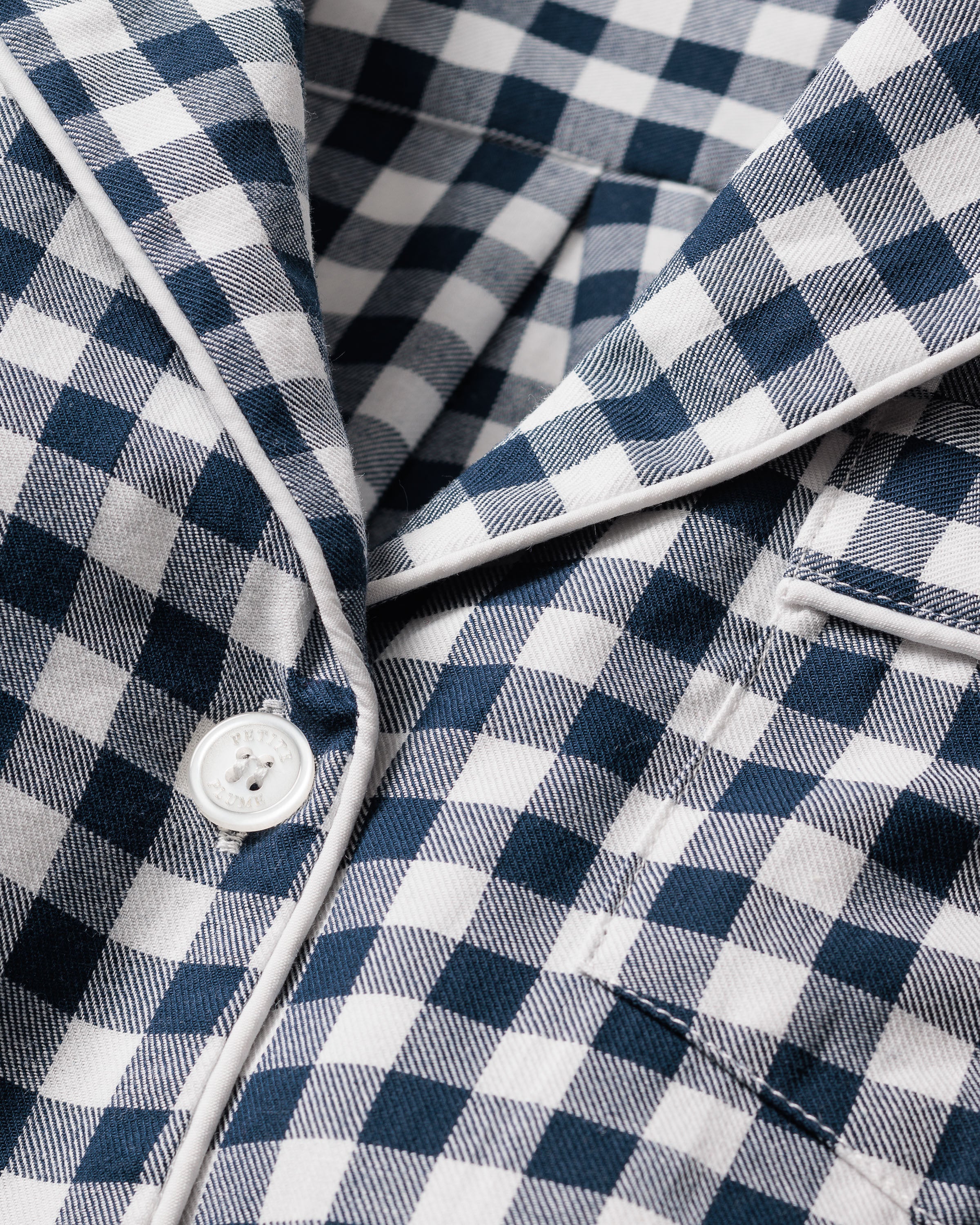 Women's Twill Pajama Set in Pink Gingham in Navy Gingham#Colorway_Navy Gingham