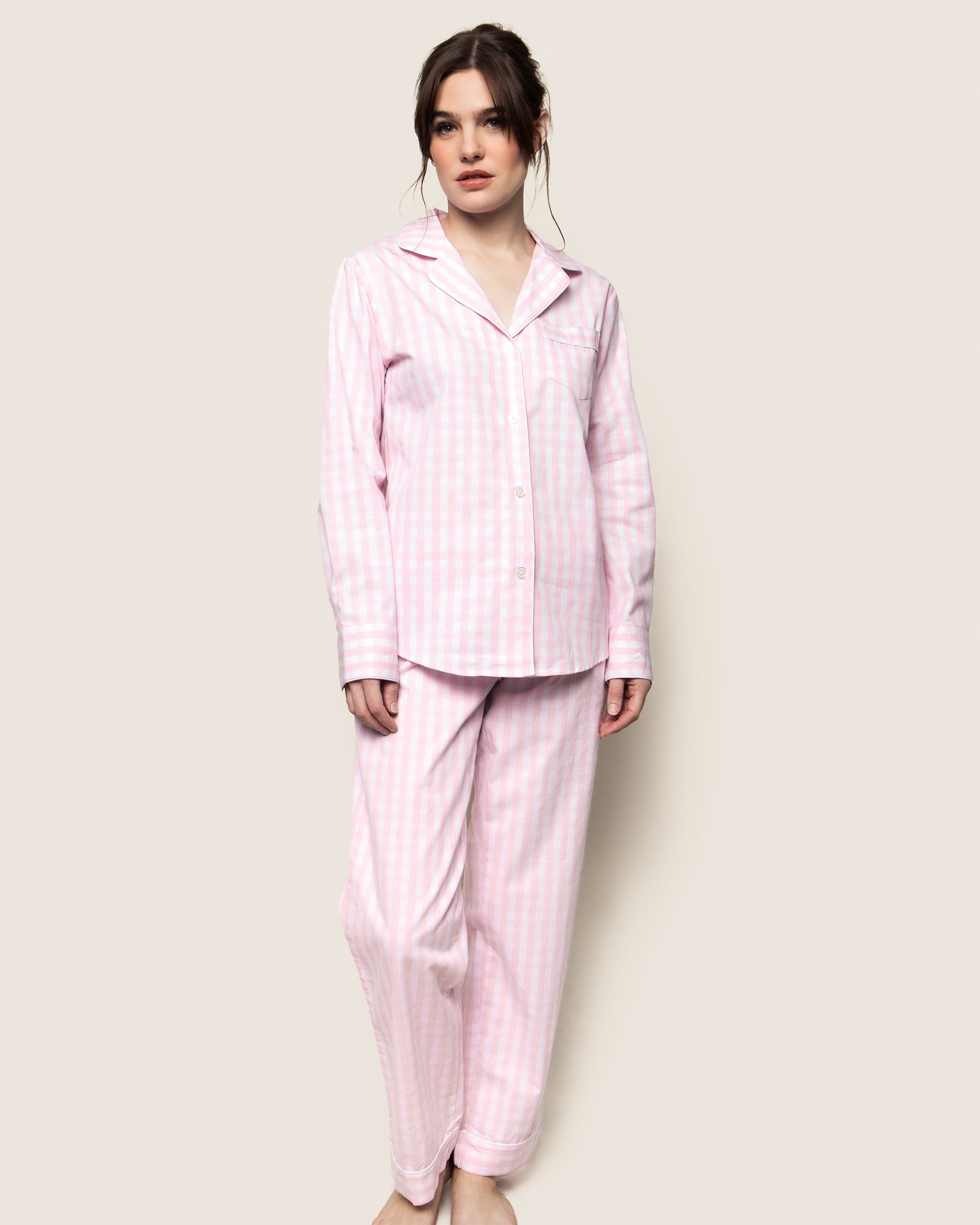 Women's Twill Pajama Set in Pink Gingham in Pink Gingham Gingham#Colorway_Pink Gingham
