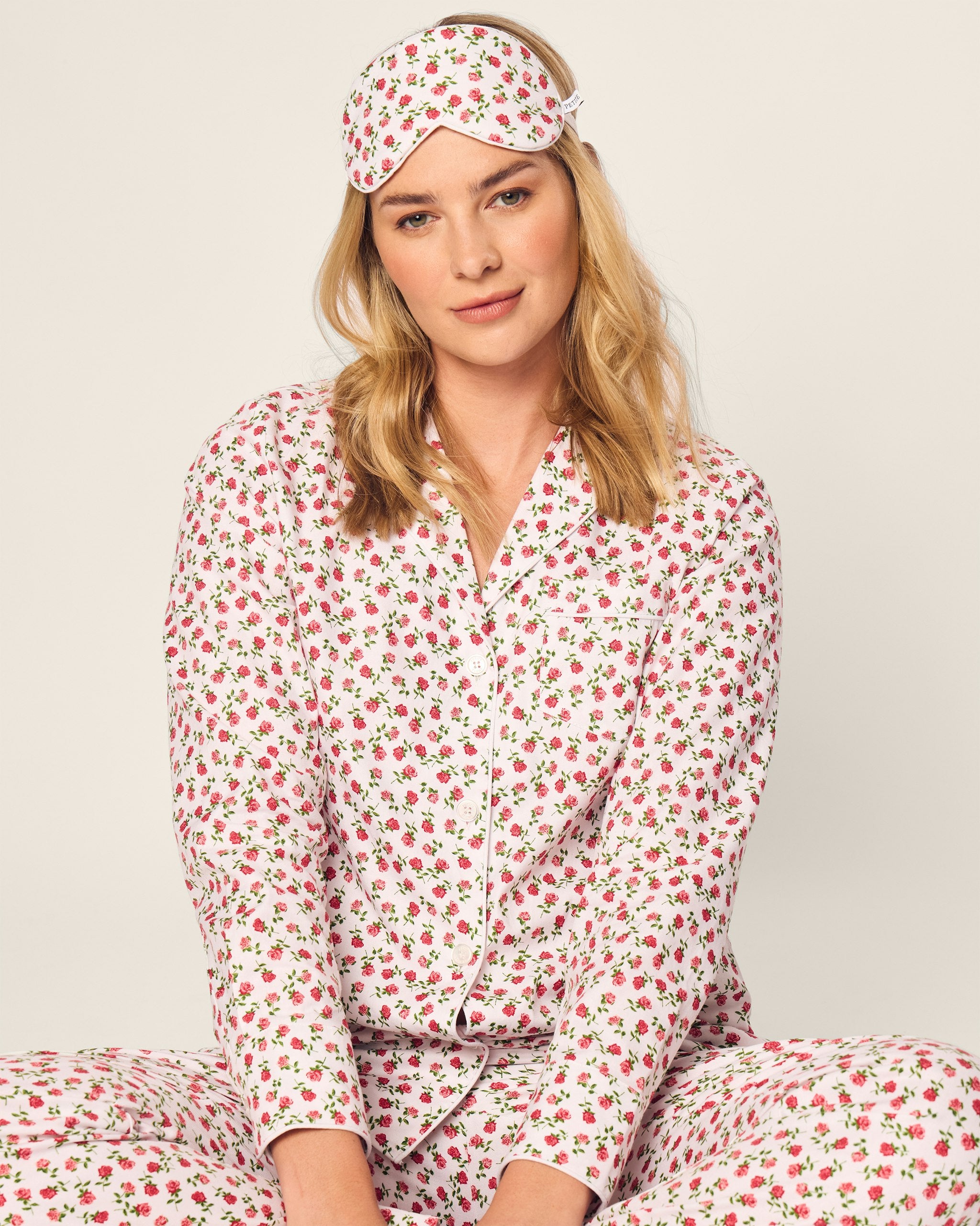 Women's Twill Pajama Set in Petite Petals in Petite Petals#Colorway_Petite Petals